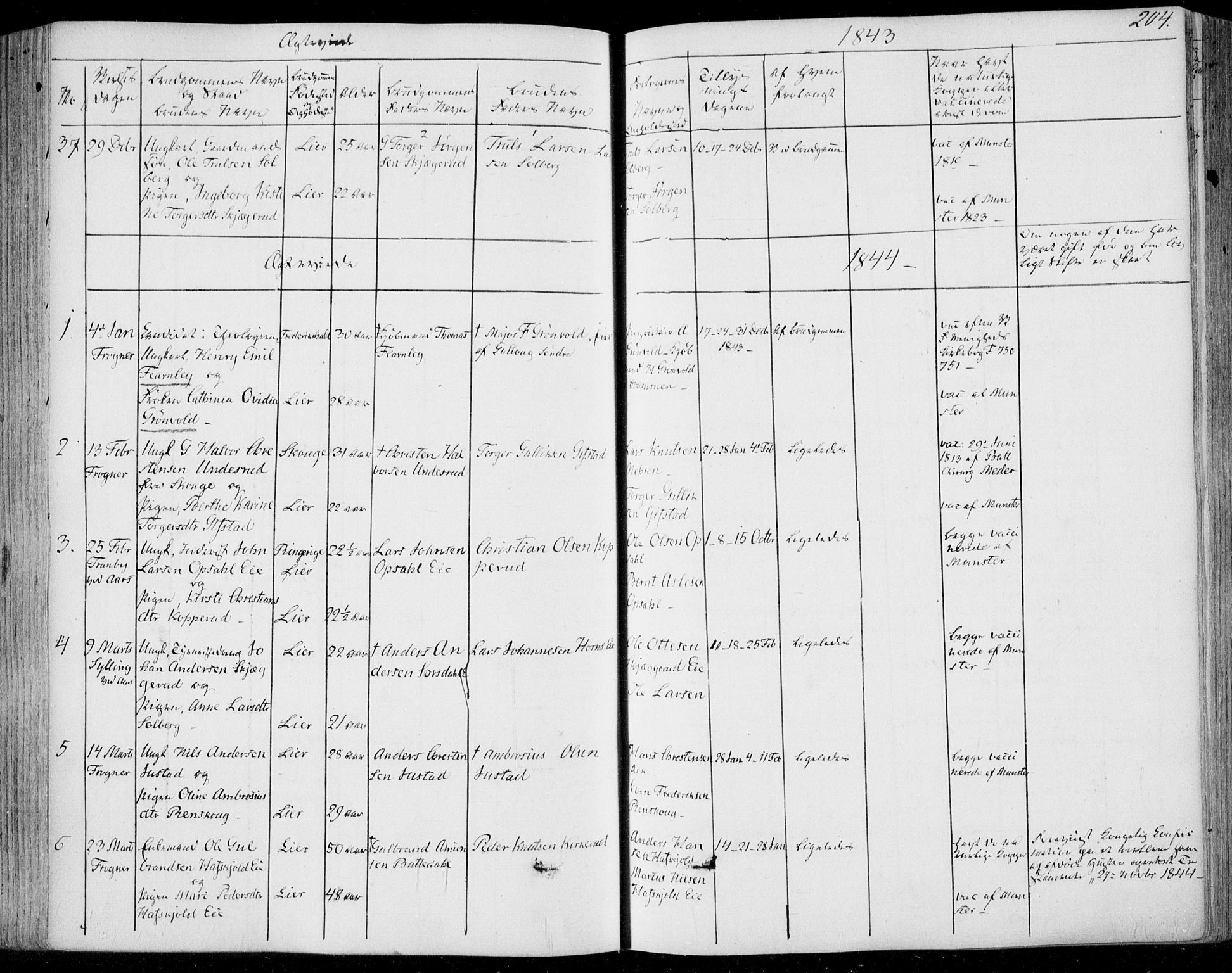 Lier kirkebøker, SAKO/A-230/F/Fa/L0011: Parish register (official) no. I 11, 1843-1854, p. 204