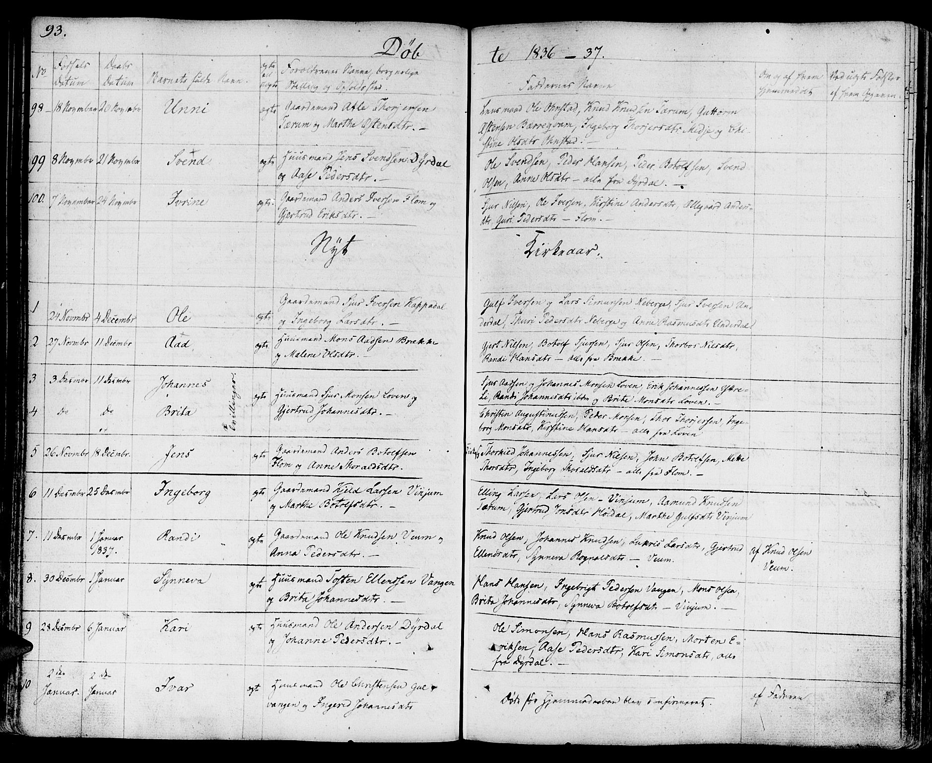 Aurland sokneprestembete, SAB/A-99937/H/Ha/Haa/L0006: Parish register (official) no. A 6, 1821-1859, p. 93