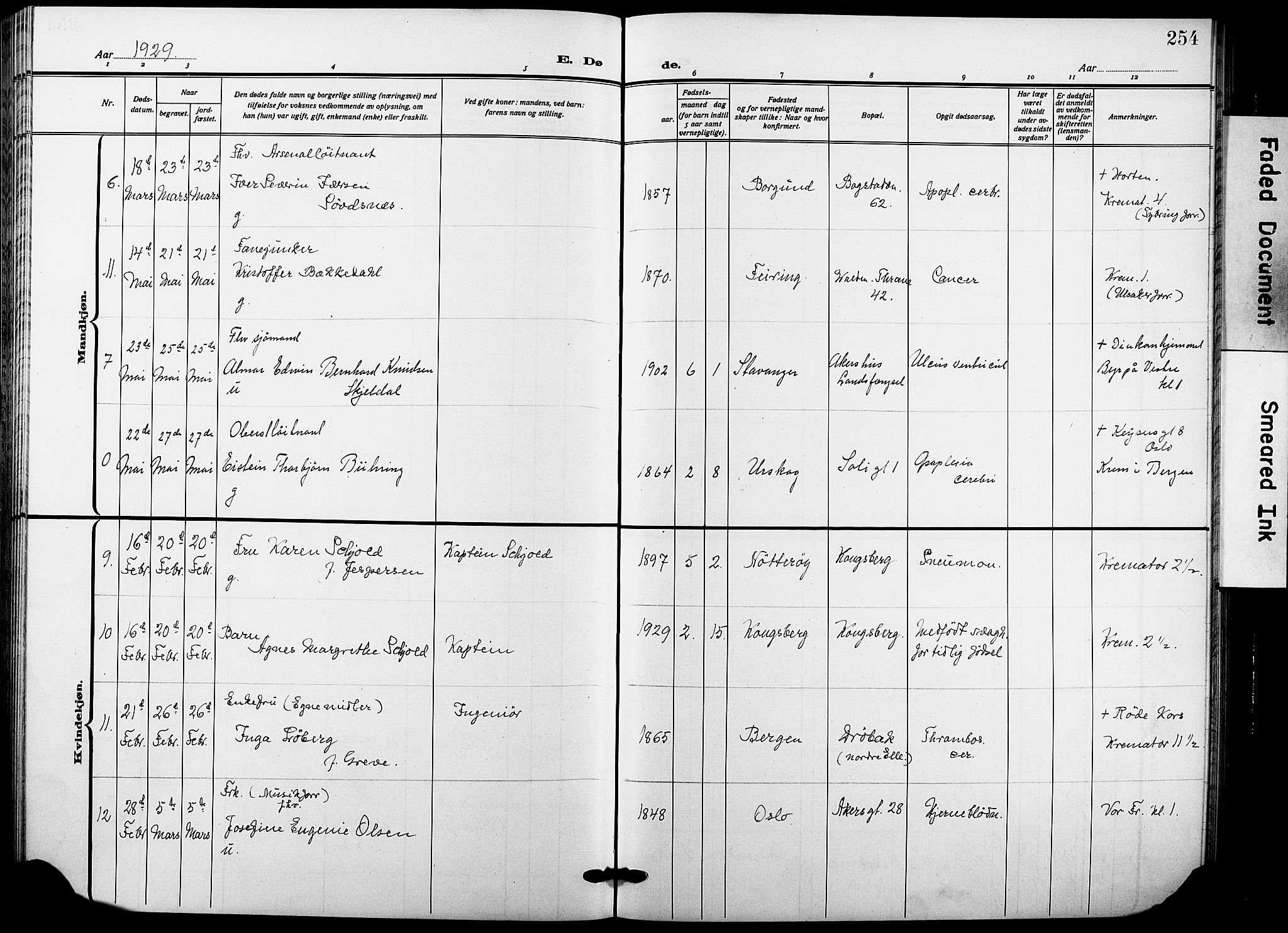 Garnisonsmenigheten Kirkebøker, SAO/A-10846/F/Fa/L0016: Parish register (official) no. 16, 1922-1930, p. 254