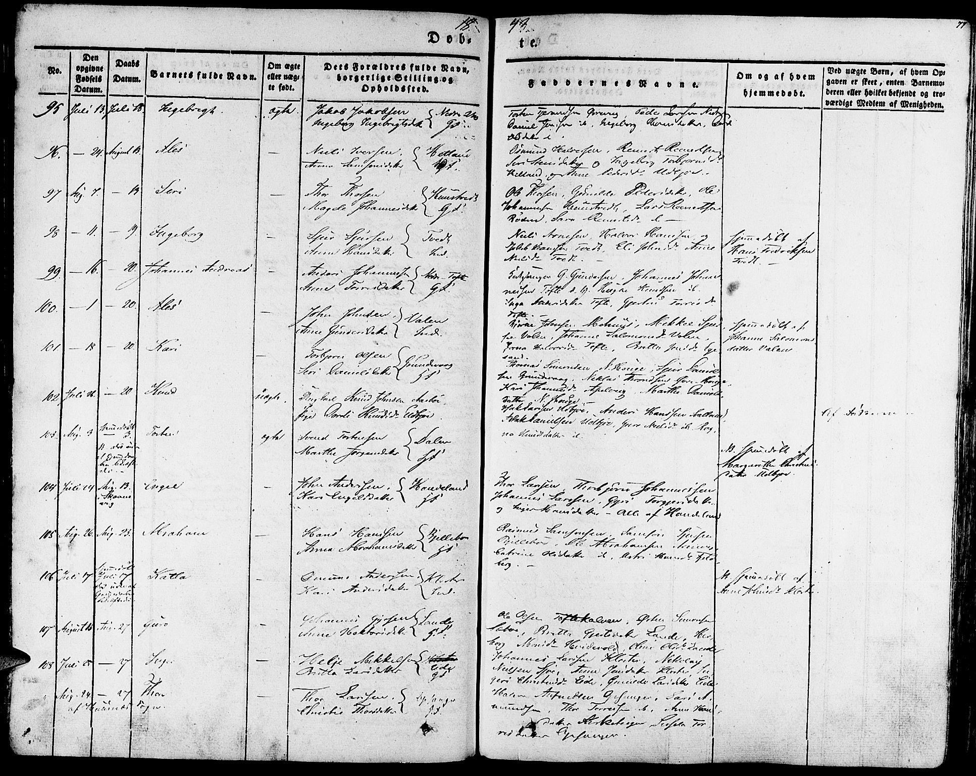 Fjelberg sokneprestembete, SAB/A-75201/H/Haa: Parish register (official) no. A 6, 1835-1851, p. 77
