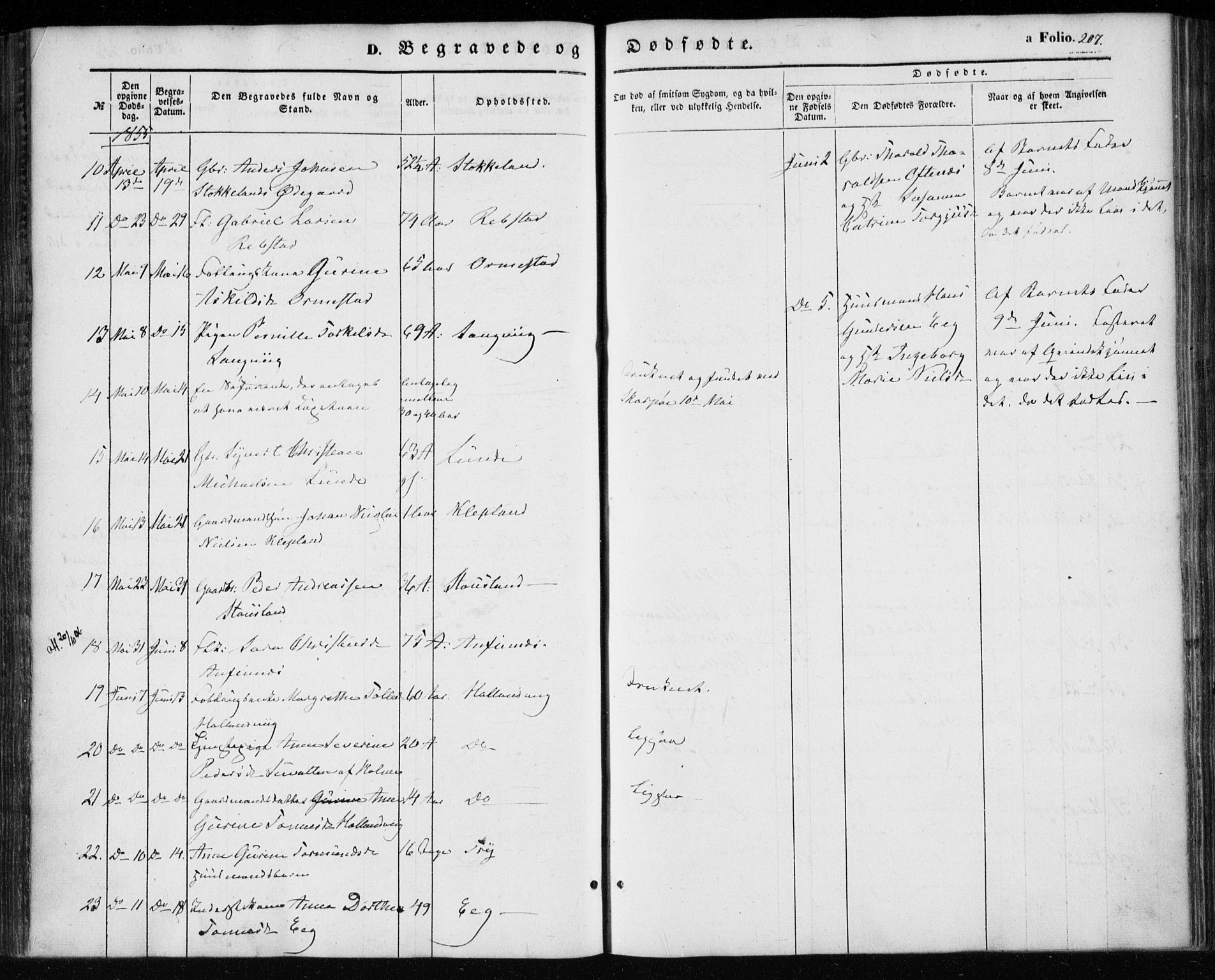 Søgne sokneprestkontor, AV/SAK-1111-0037/F/Fa/Fab/L0010: Parish register (official) no. A 10, 1853-1869, p. 207