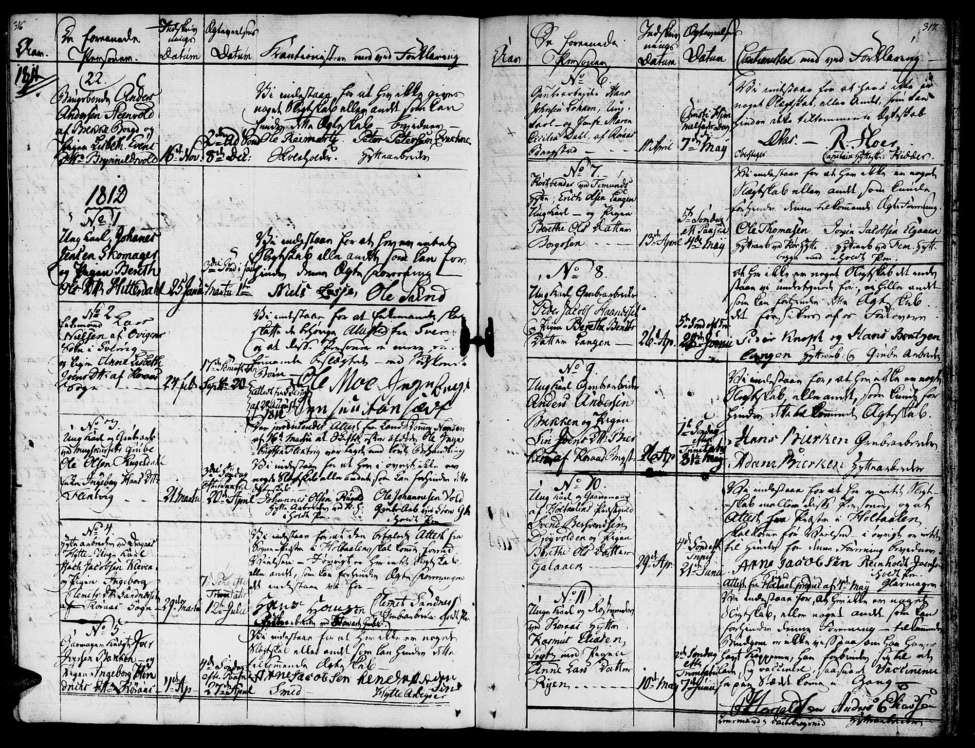 Ministerialprotokoller, klokkerbøker og fødselsregistre - Sør-Trøndelag, SAT/A-1456/681/L0928: Parish register (official) no. 681A06, 1806-1816, p. 316-317