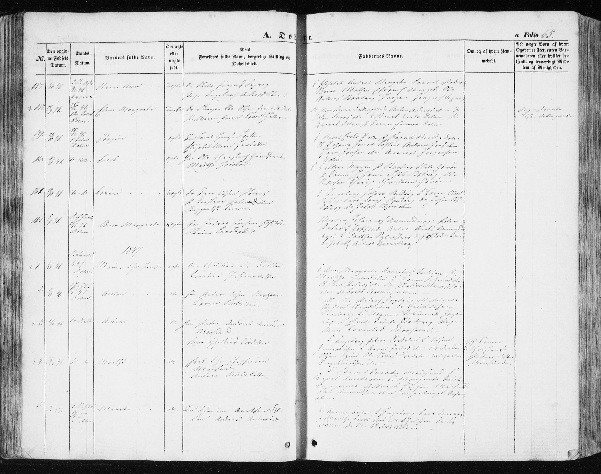 Ministerialprotokoller, klokkerbøker og fødselsregistre - Sør-Trøndelag, SAT/A-1456/634/L0529: Parish register (official) no. 634A05, 1843-1851, p. 65