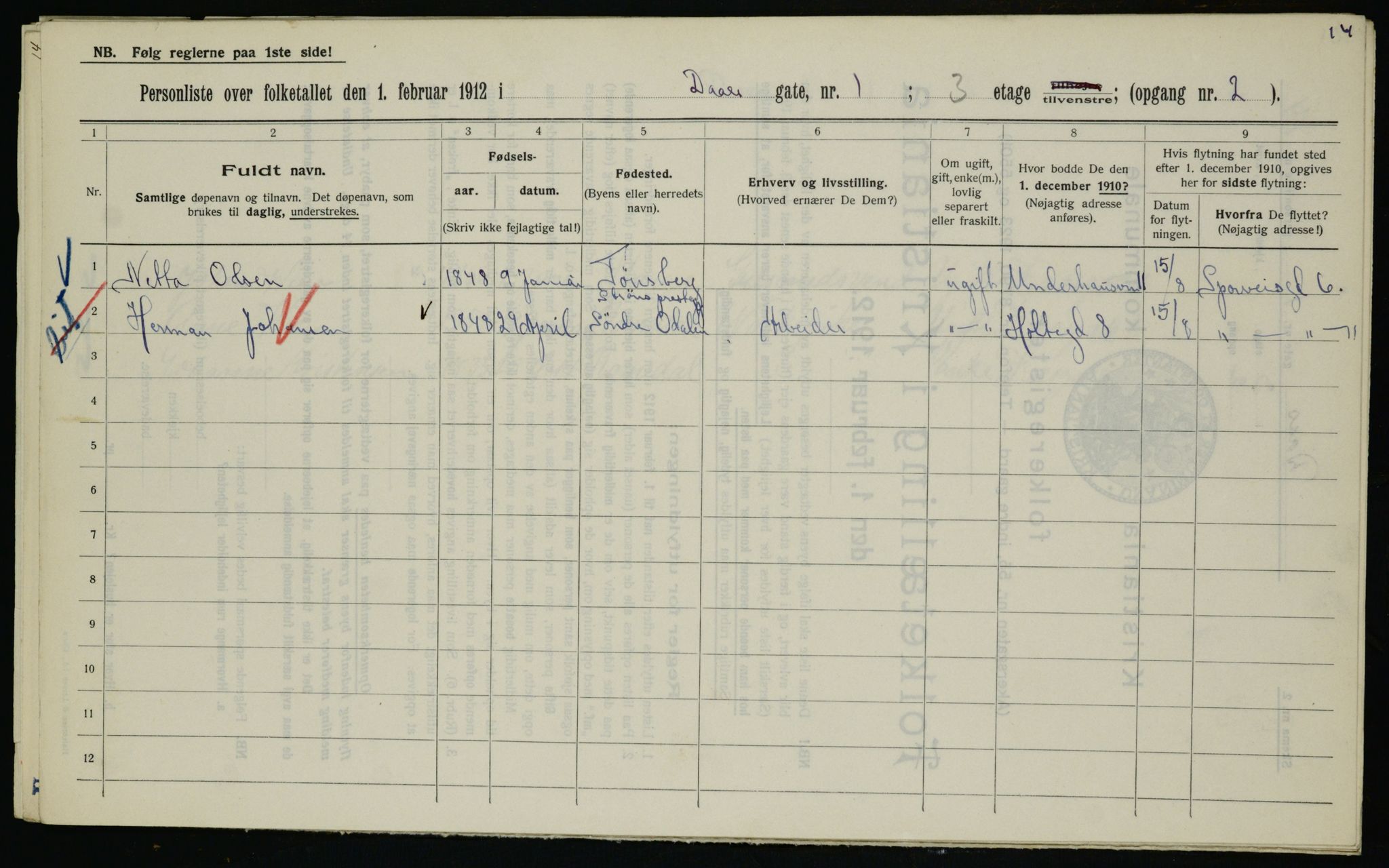 OBA, Municipal Census 1912 for Kristiania, 1912, p. 17793