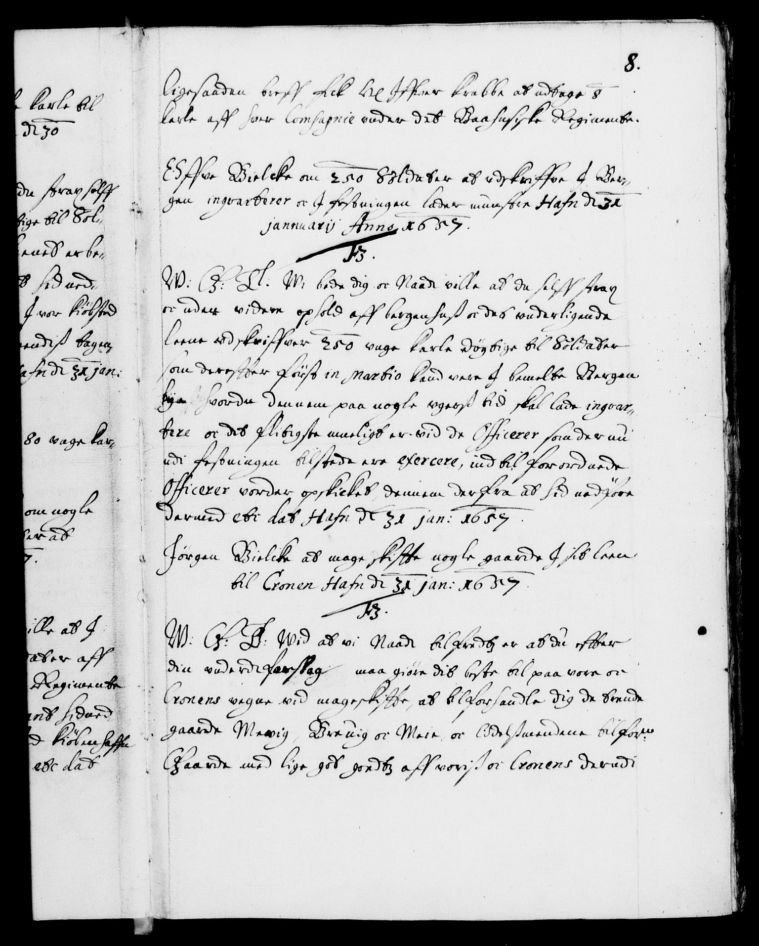 Danske Kanselli 1572-1799, AV/RA-EA-3023/F/Fc/Fca/Fcab/L0010: Norske tegnelser (mikrofilm), 1657-1660, p. 8a
