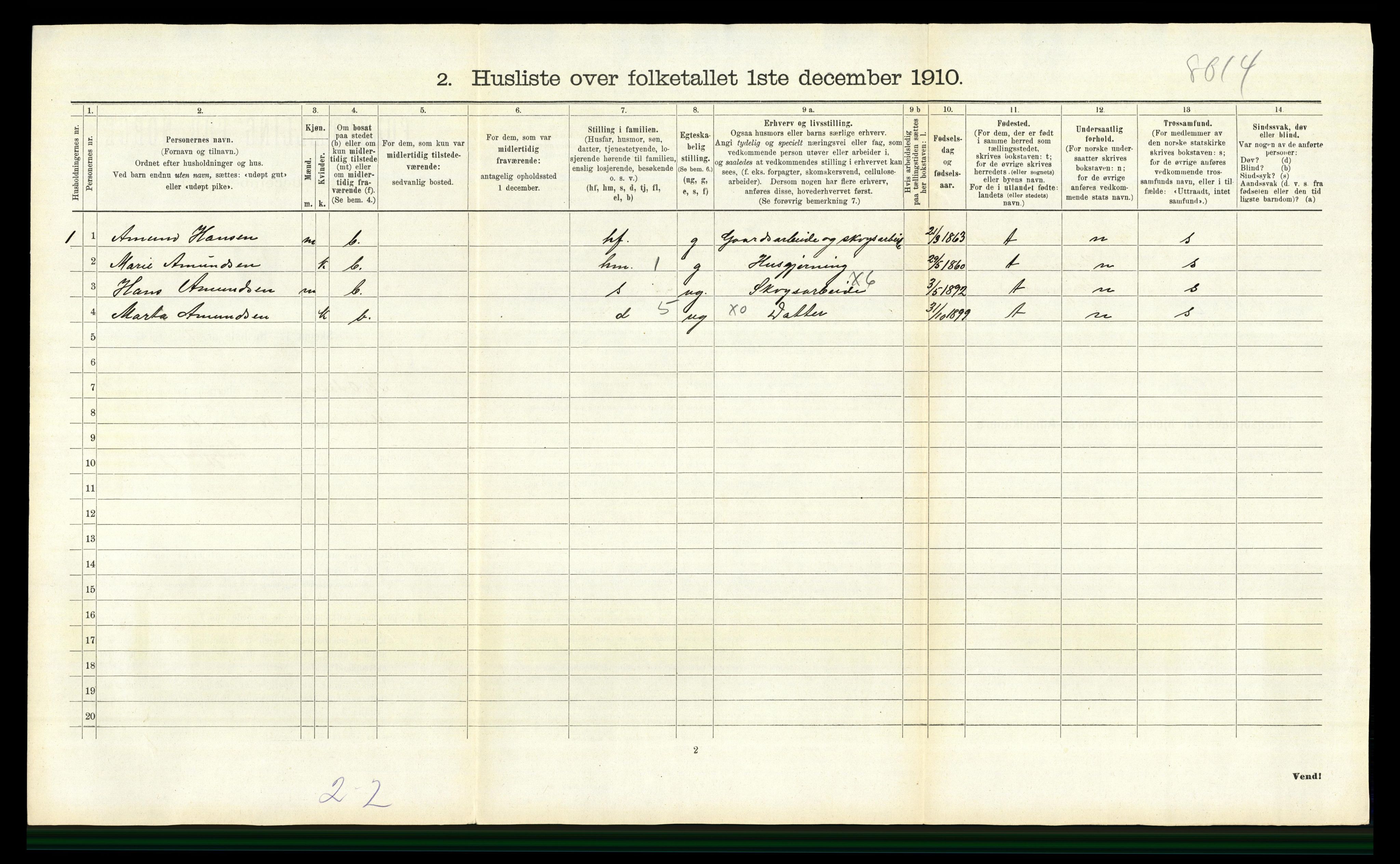 RA, 1910 census for Nord-Odal, 1910, p. 796