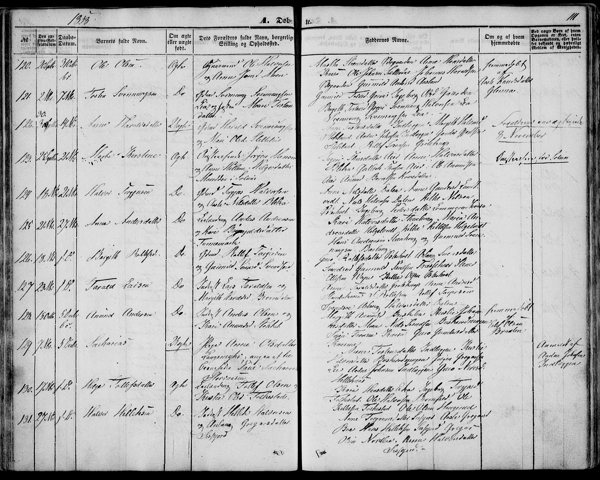 Bø kirkebøker, AV/SAKO-A-257/F/Fa/L0008: Parish register (official) no. 8, 1849-1861, p. 111