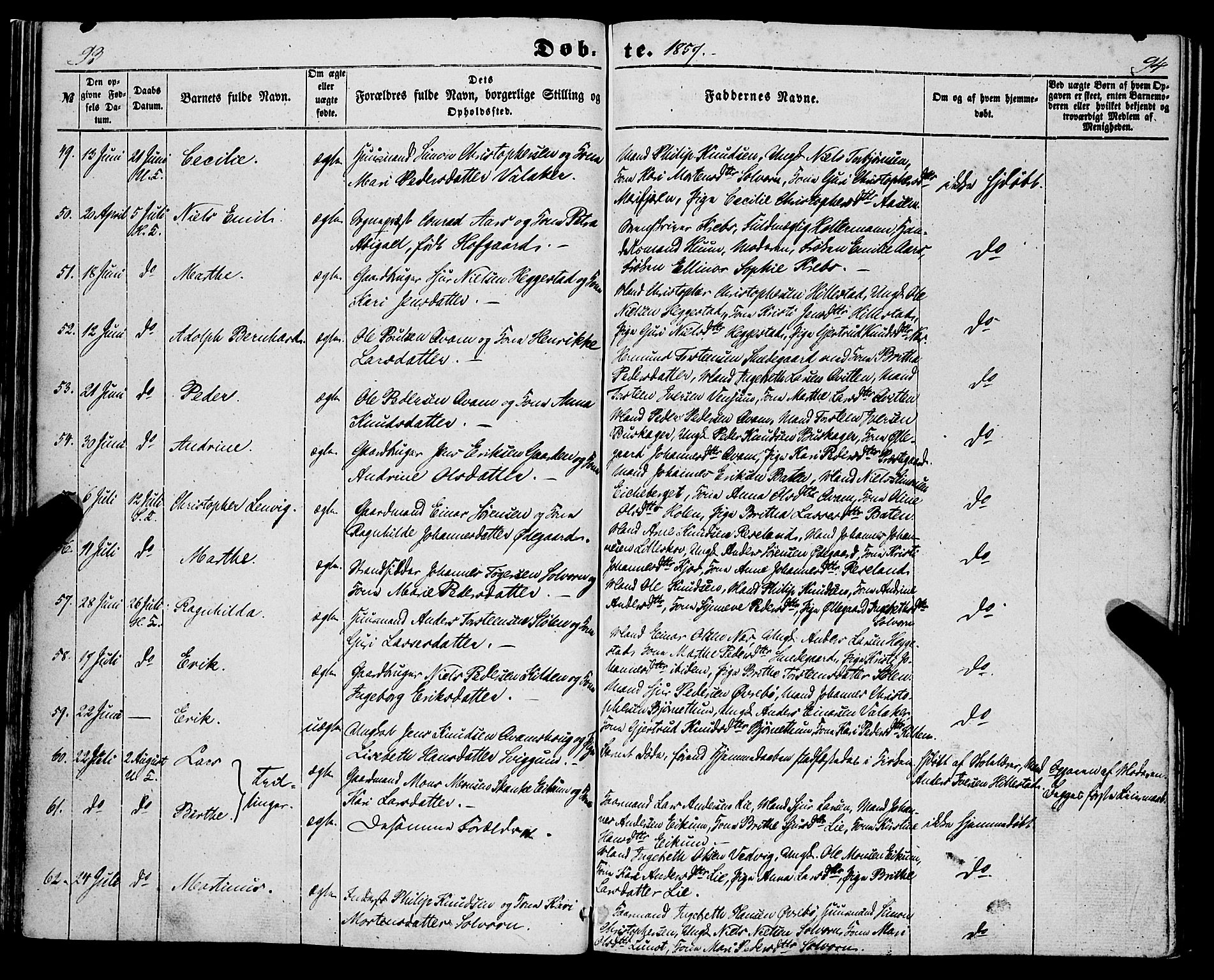 Hafslo sokneprestembete, SAB/A-80301/H/Haa/Haaa/L0009: Parish register (official) no. A 9, 1852-1873, p. 93-94