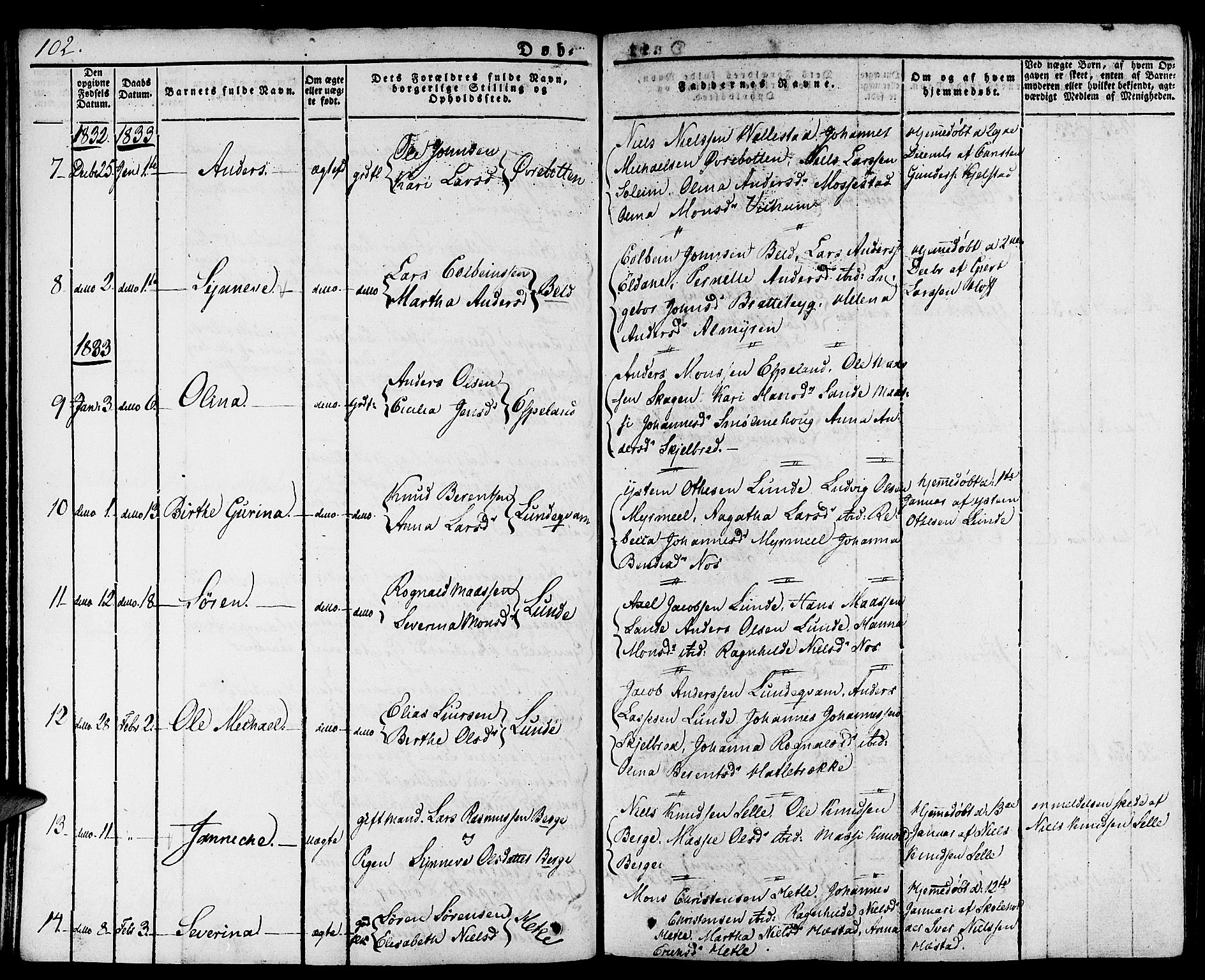 Gaular sokneprestembete, SAB/A-80001/H/Haa: Parish register (official) no. A 3, 1821-1840, p. 102
