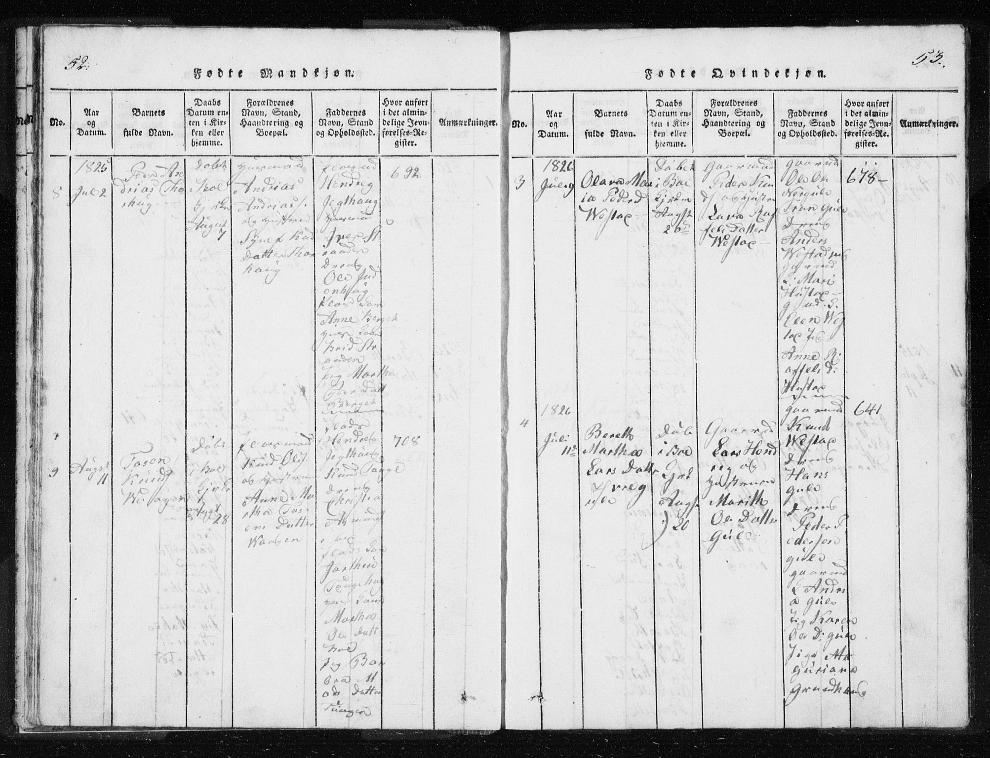 Ministerialprotokoller, klokkerbøker og fødselsregistre - Møre og Romsdal, AV/SAT-A-1454/566/L0772: Parish register (copy) no. 566C01, 1818-1845, p. 52-53