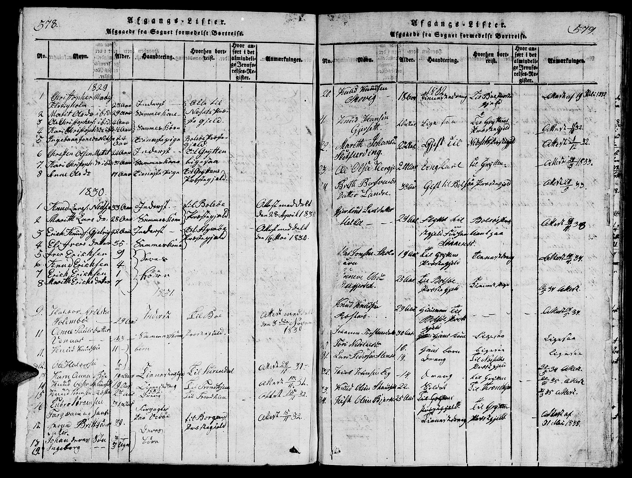 Ministerialprotokoller, klokkerbøker og fødselsregistre - Møre og Romsdal, AV/SAT-A-1454/547/L0610: Parish register (copy) no. 547C01, 1818-1839, p. 578-579