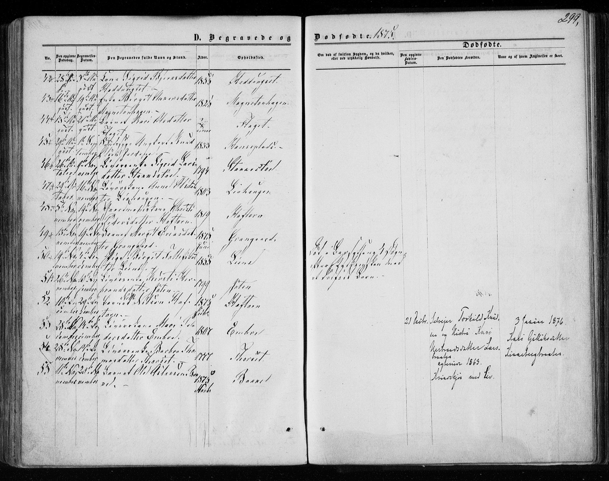 Gol kirkebøker, AV/SAKO-A-226/F/Fa/L0003: Parish register (official) no. I 3, 1863-1875, p. 299