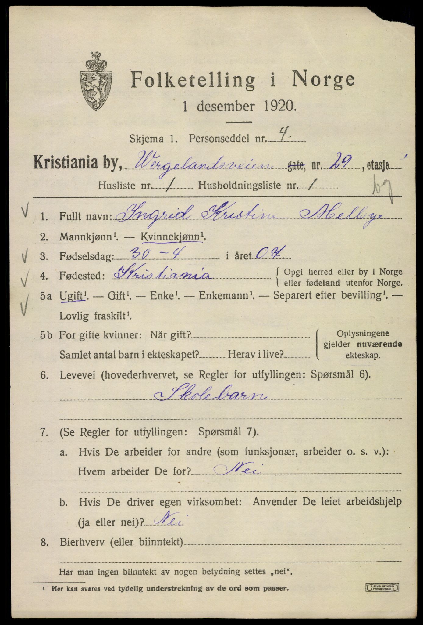 SAO, 1920 census for Kristiania, 1920, p. 651591