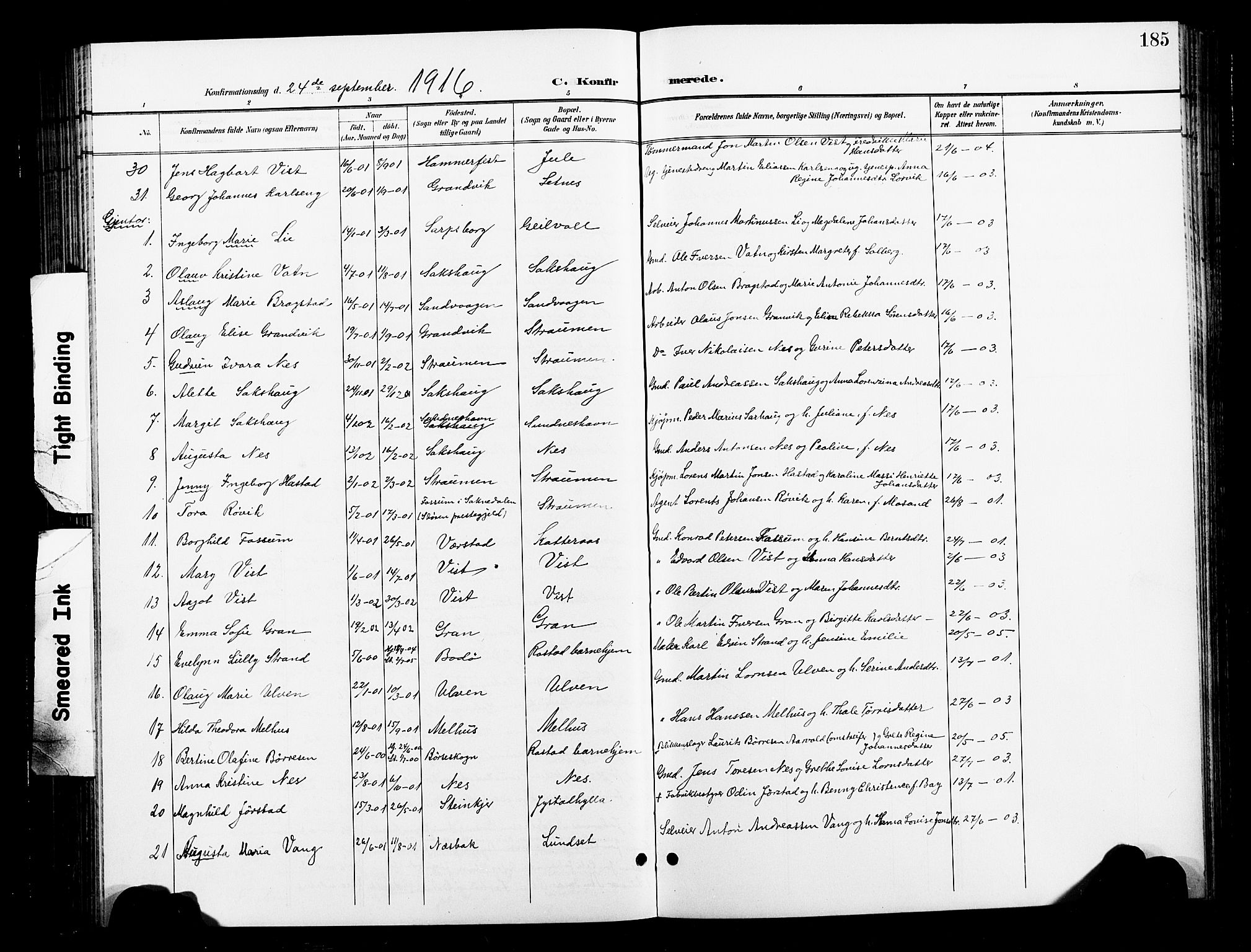 Ministerialprotokoller, klokkerbøker og fødselsregistre - Nord-Trøndelag, SAT/A-1458/730/L0302: Parish register (copy) no. 730C05, 1898-1924, p. 185