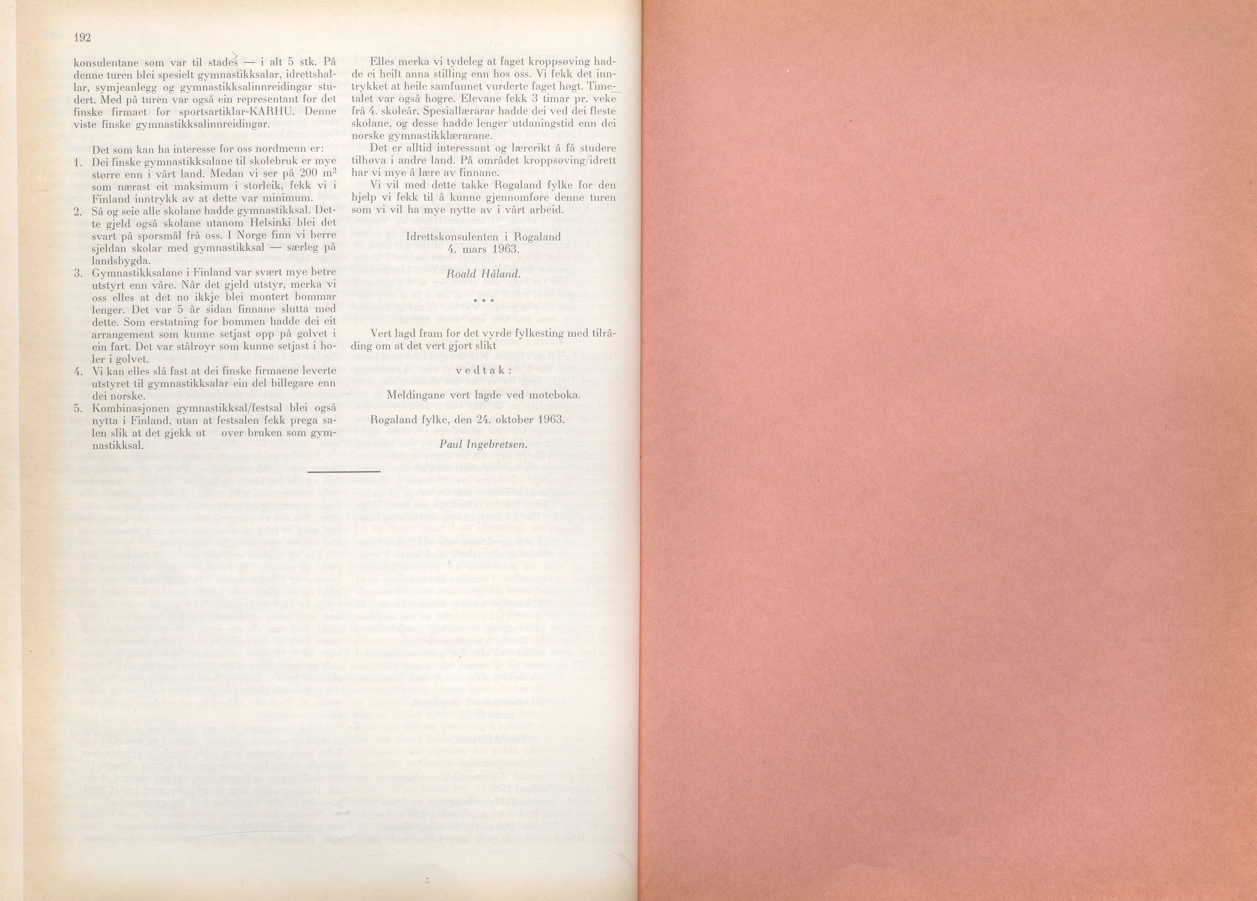 Rogaland fylkeskommune - Fylkesrådmannen , IKAR/A-900/A/Aa/Aaa/L0083: Møtebok , 1963, p. 192