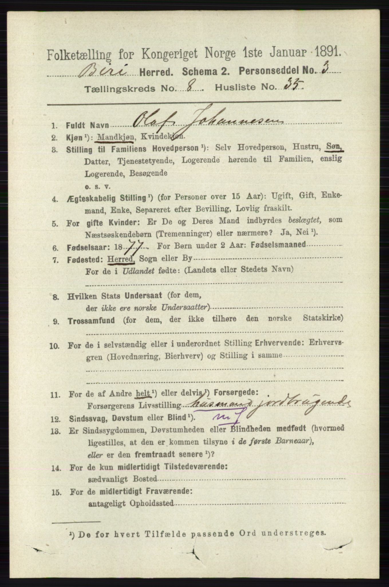 RA, 1891 census for 0525 Biri, 1891, p. 3112