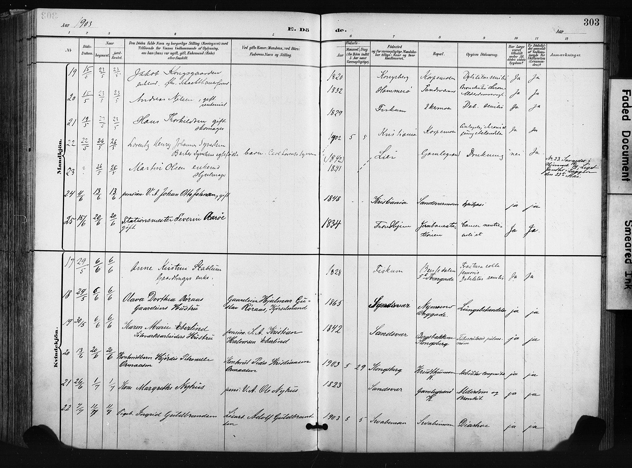 Kongsberg kirkebøker, SAKO/A-22/F/Fb/L0003: Parish register (official) no. II 3, 1896-1905, p. 303