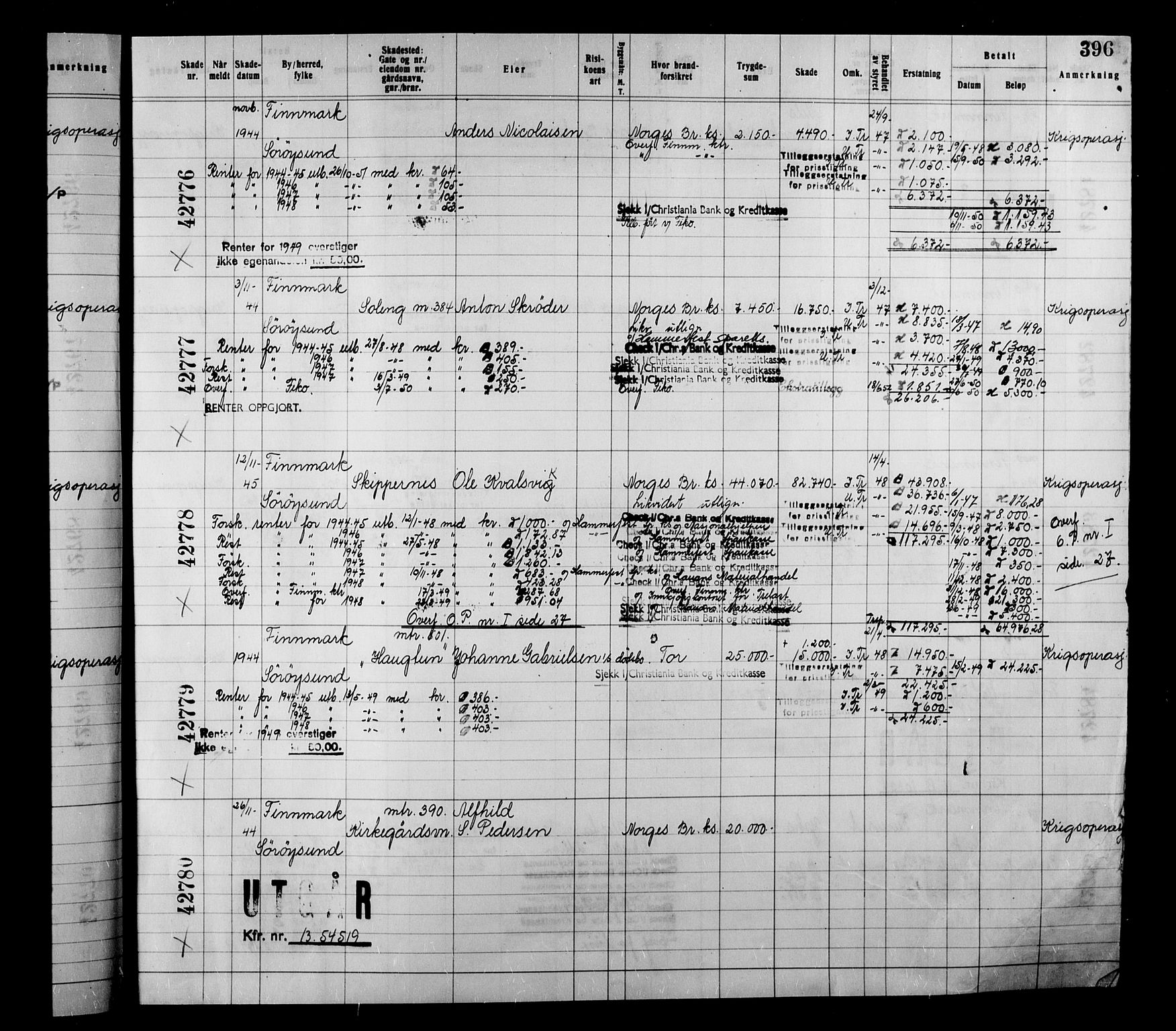 Krigsskadetrygdene for bygninger og løsøre, RA/S-1548/V/L0038: Bygning, branntrygdet., 1940-1945, p. 396