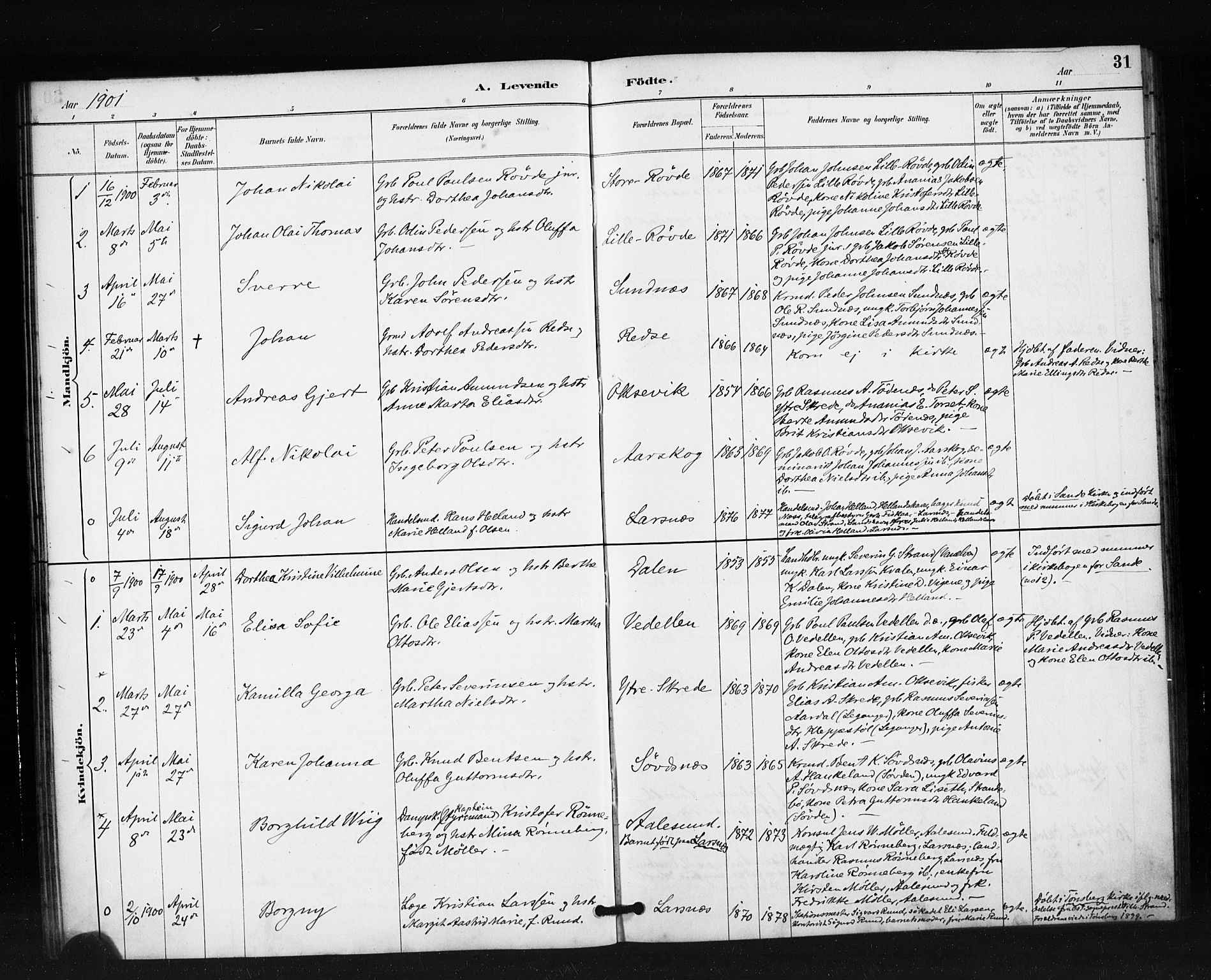 Ministerialprotokoller, klokkerbøker og fødselsregistre - Møre og Romsdal, AV/SAT-A-1454/504/L0056: Parish register (official) no. 504A03, 1884-1904, p. 31