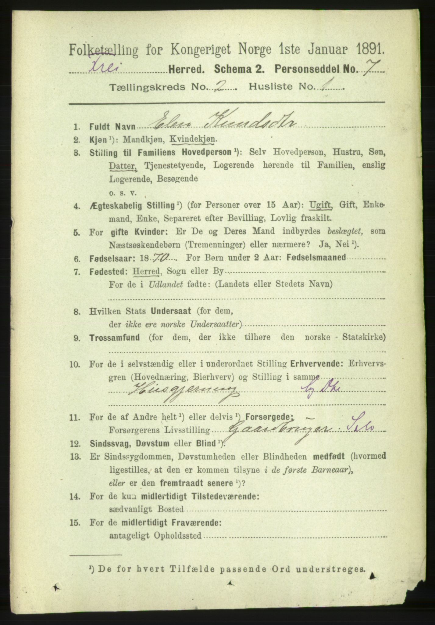 RA, 1891 census for 1556 Frei, 1891, p. 733