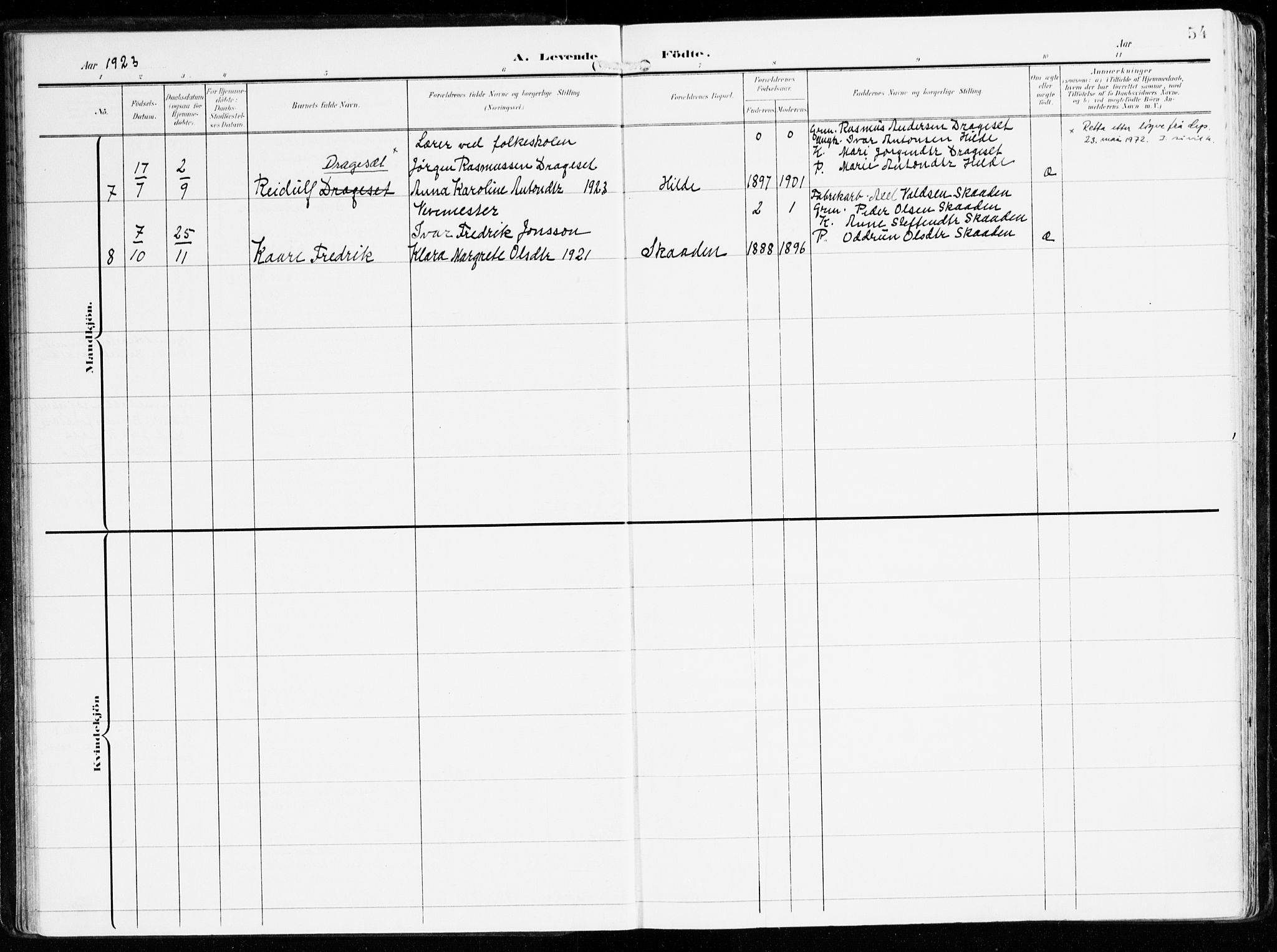 Innvik sokneprestembete, AV/SAB-A-80501: Parish register (official) no. B 2, 1903-1929, p. 54