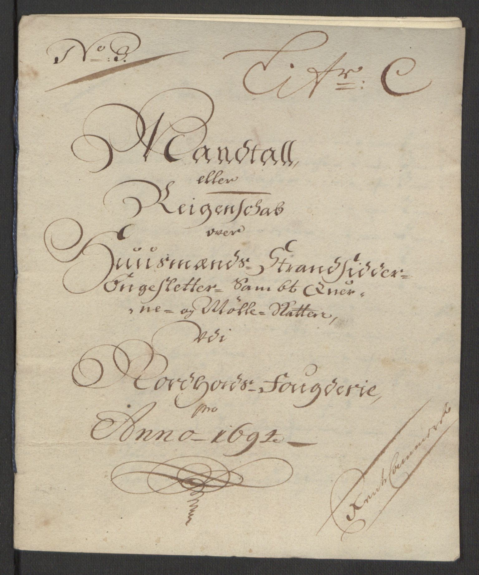 Rentekammeret inntil 1814, Reviderte regnskaper, Fogderegnskap, RA/EA-4092/R51/L3182: Fogderegnskap Nordhordland og Voss, 1694, p. 293