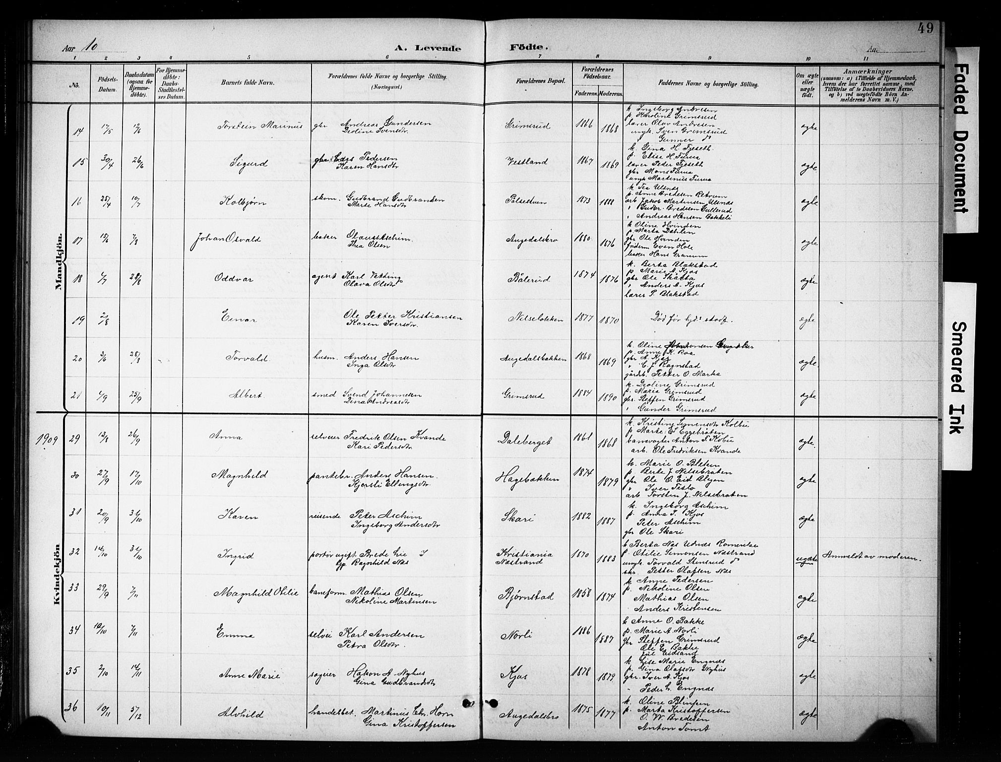 Brandbu prestekontor, SAH/PREST-114/H/Ha/Hab/L0005: Parish register (copy) no. 5, 1900-1913, p. 49