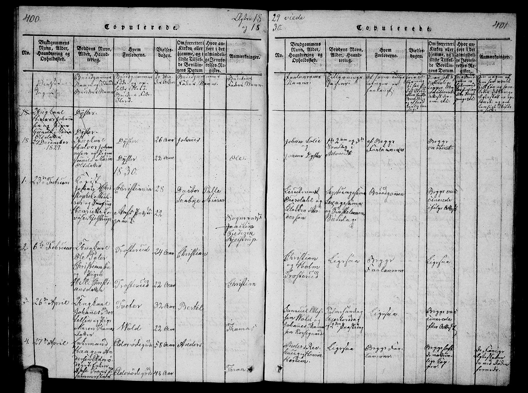 Ås prestekontor Kirkebøker, SAO/A-10894/G/Ga/L0002: Parish register (copy) no. I 2, 1820-1836, p. 400-401