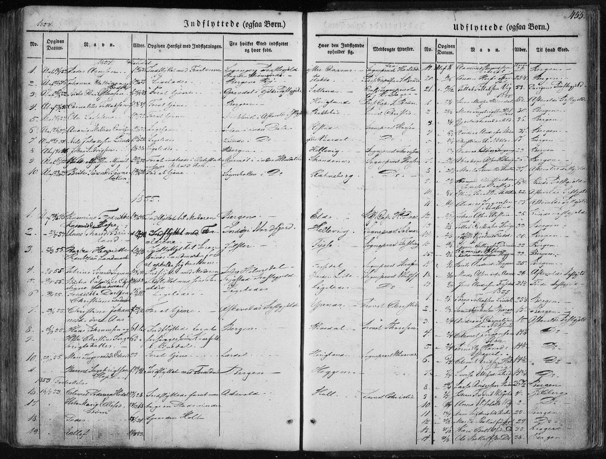 Fjaler sokneprestembete, SAB/A-79801/H/Haa/Haaa/L0006: Parish register (official) no. A 6, 1835-1884, p. 455