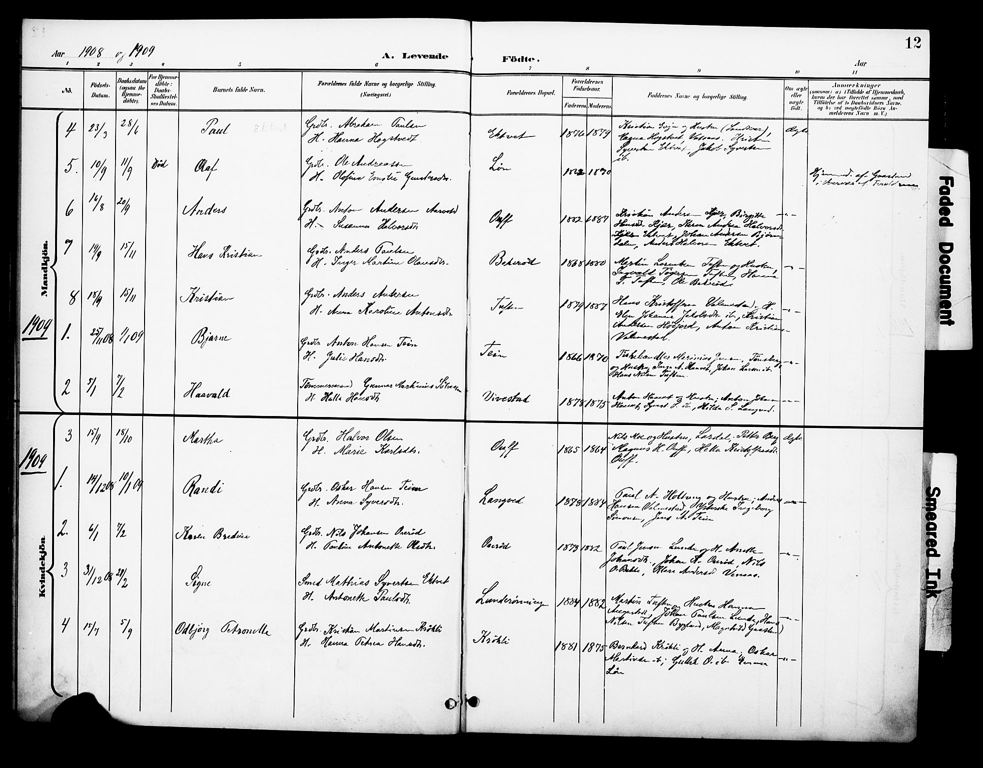 Ramnes kirkebøker, AV/SAKO-A-314/F/Fc/L0002: Parish register (official) no. III 2, 1900-1914, p. 12