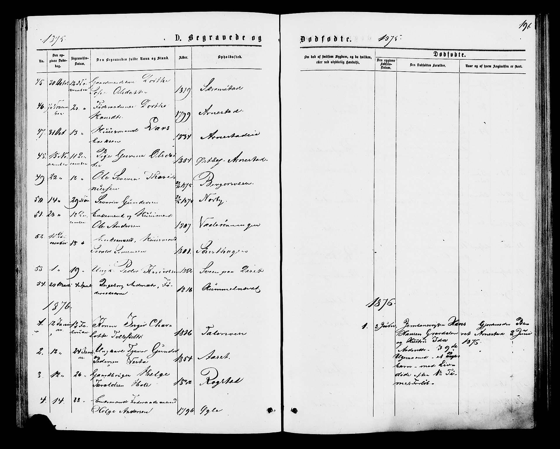 Åmot prestekontor, Hedmark, SAH/PREST-056/H/Ha/Haa/L0009: Parish register (official) no. 9, 1875-1883, p. 196