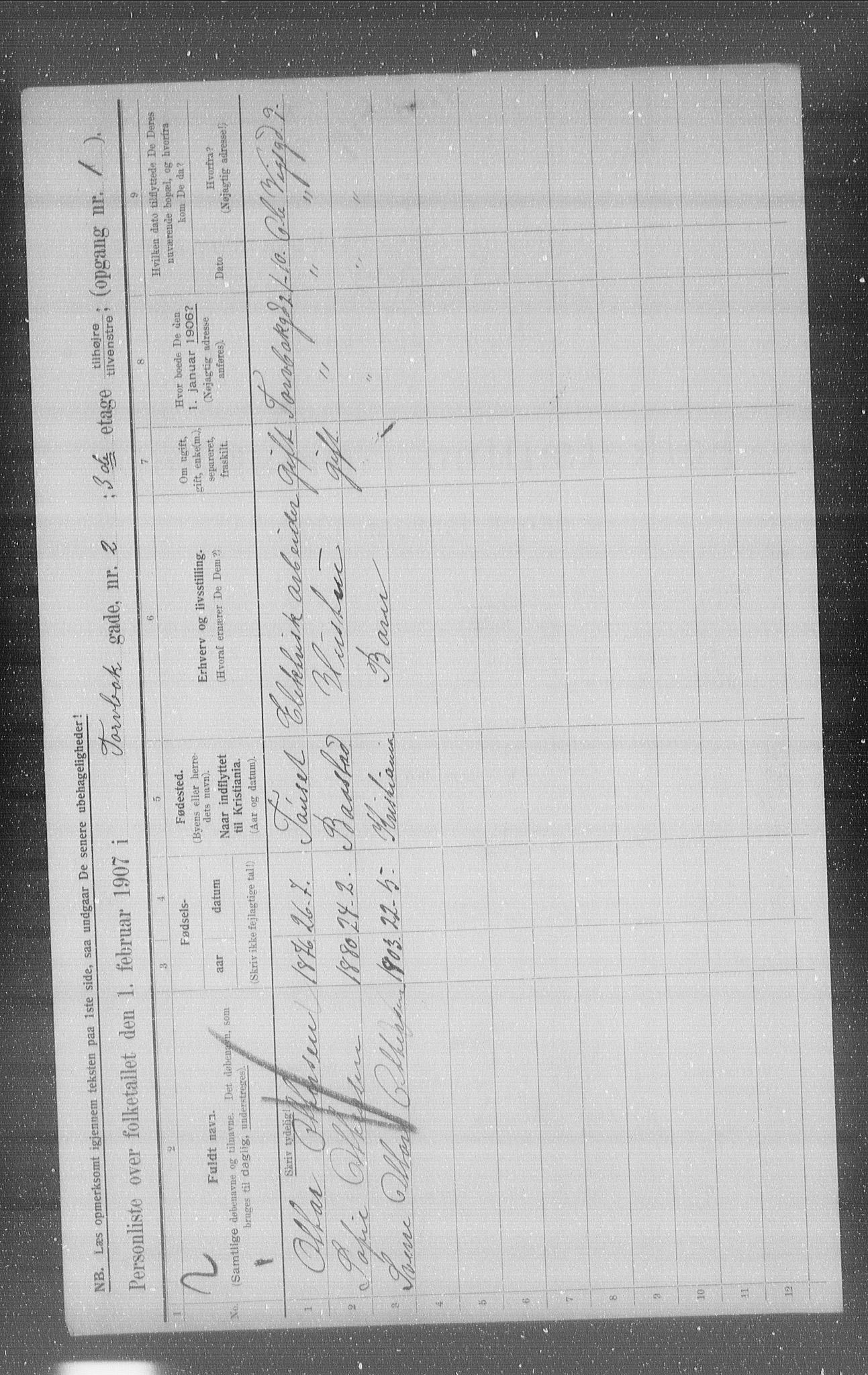 OBA, Municipal Census 1907 for Kristiania, 1907, p. 58470