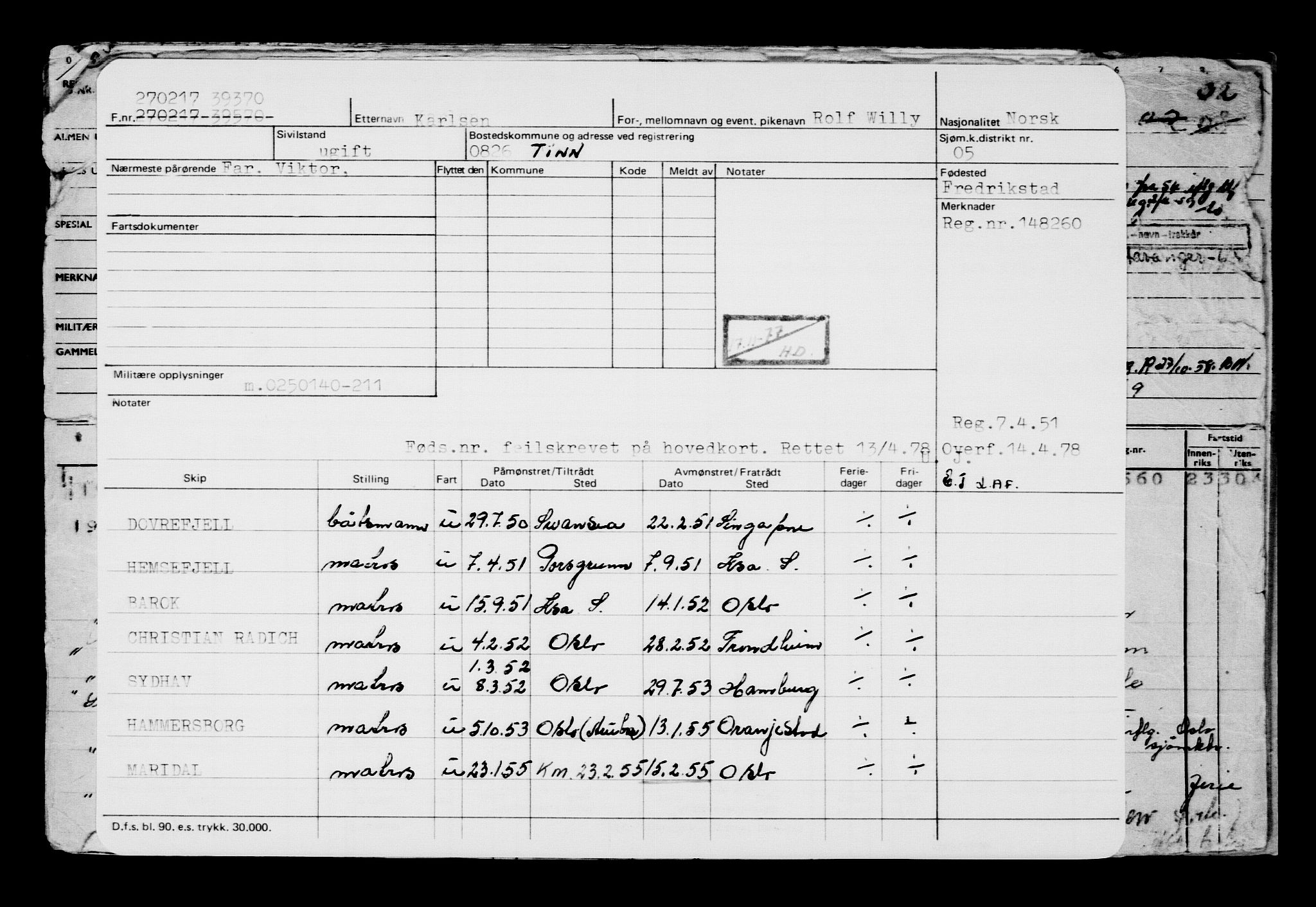 Direktoratet for sjømenn, RA/S-3545/G/Gb/L0146: Hovedkort, 1917, p. 340