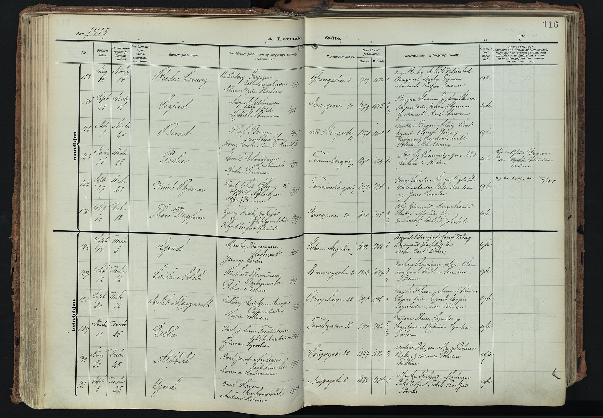 Bragernes kirkebøker, AV/SAKO-A-6/F/Fb/L0010: Parish register (official) no. II 10, 1911-1922, p. 116