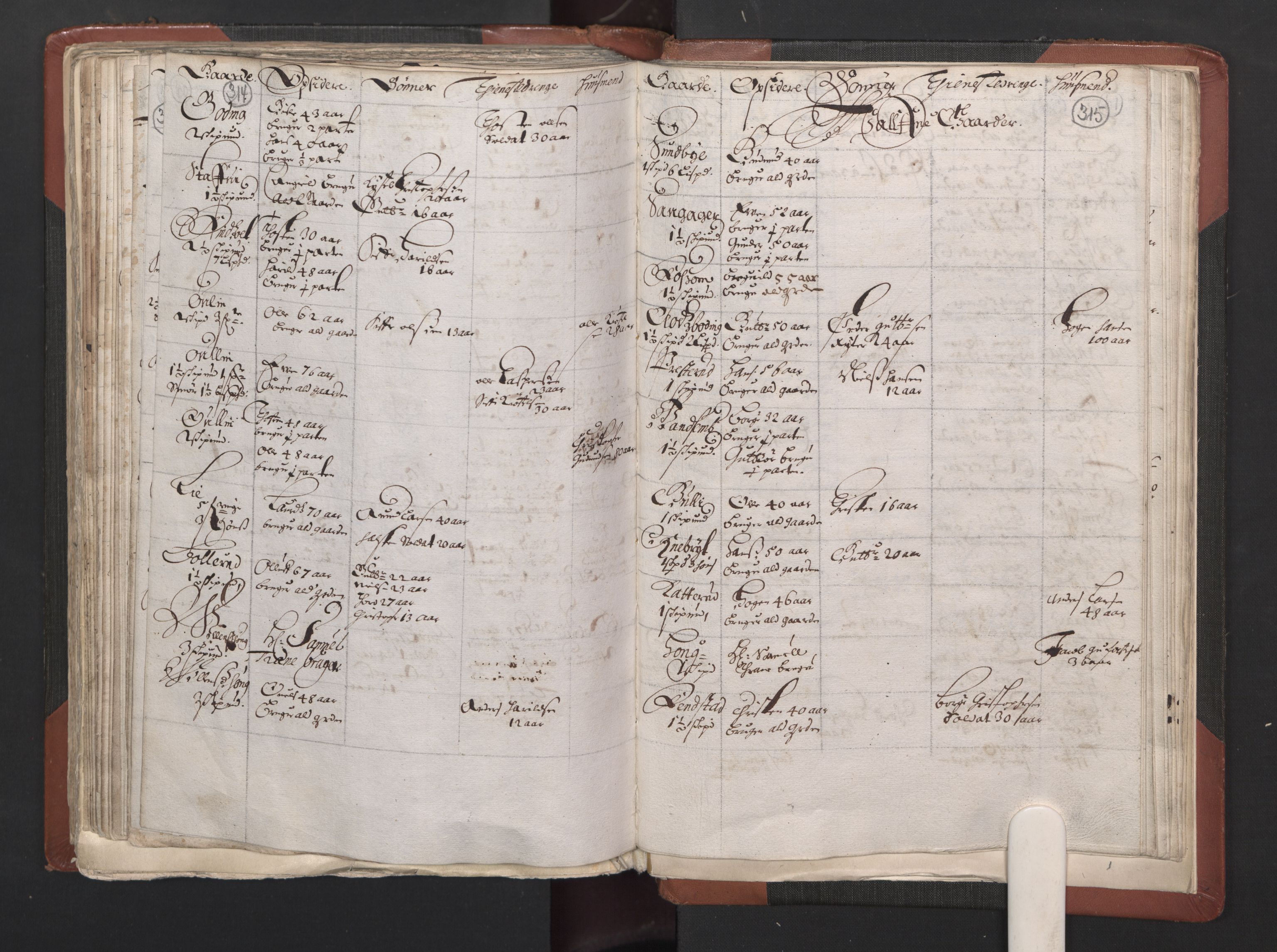 RA, Bailiff's Census 1664-1666, no. 2: Aker fogderi, Follo fogderi, Nedre Romerike fogderi and Øvre Romerike fogderi, 1664, p. 314-315