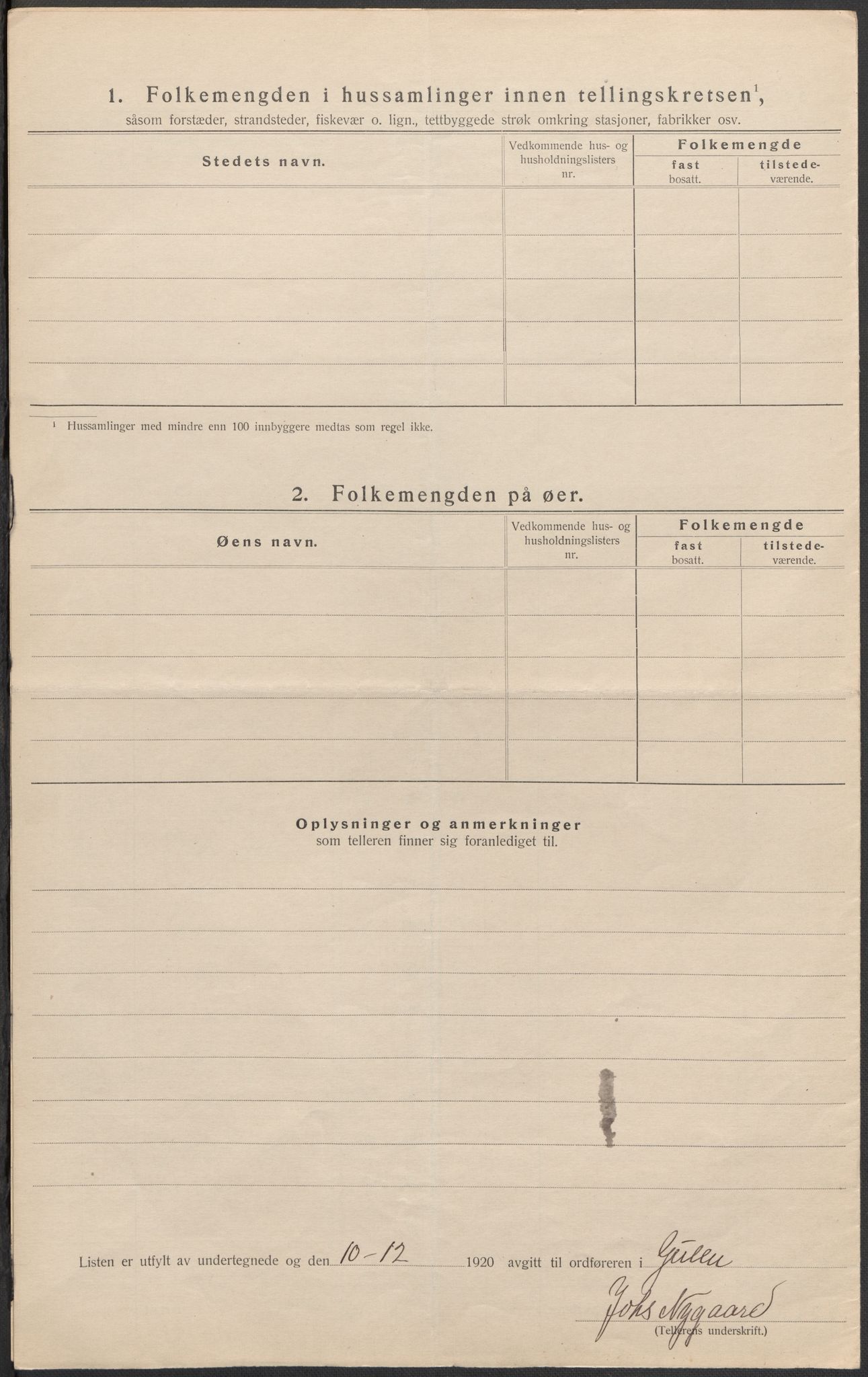 SAB, 1920 census for Gulen, 1920, p. 27