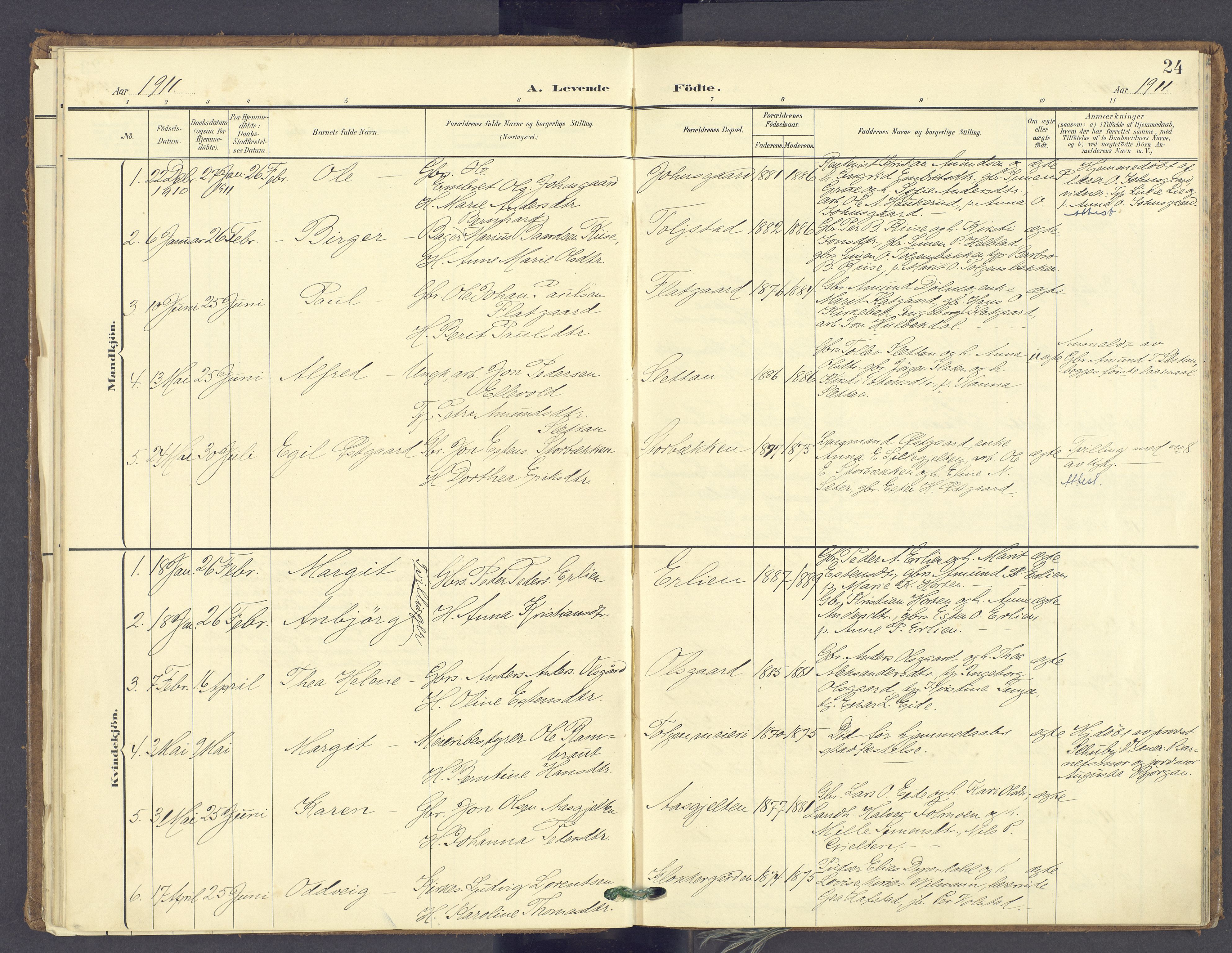 Tolga prestekontor, SAH/PREST-062/K/L0014: Parish register (official) no. 14, 1903-1929, p. 24
