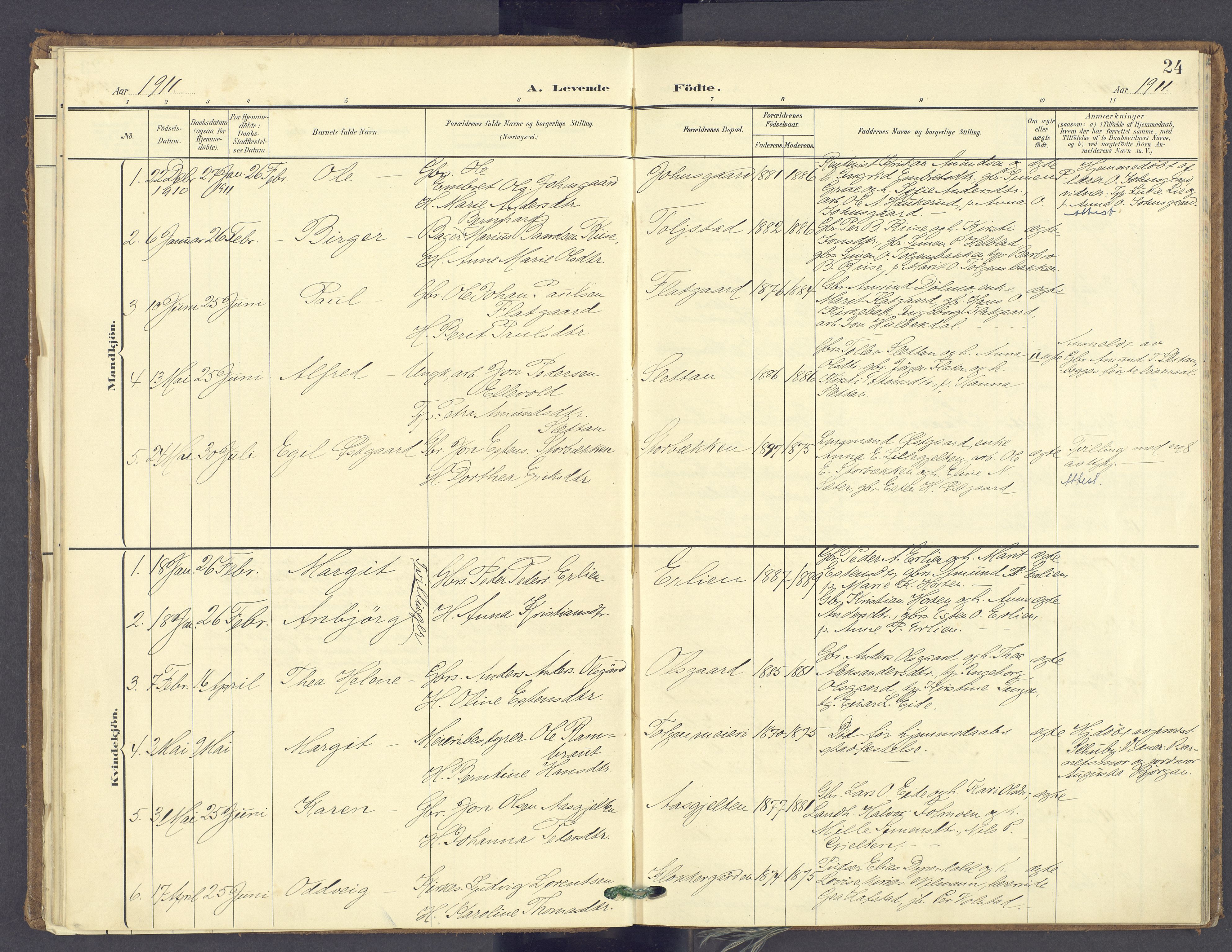 Tolga prestekontor, AV/SAH-PREST-062/K/L0014: Parish register (official) no. 14, 1903-1929, p. 24