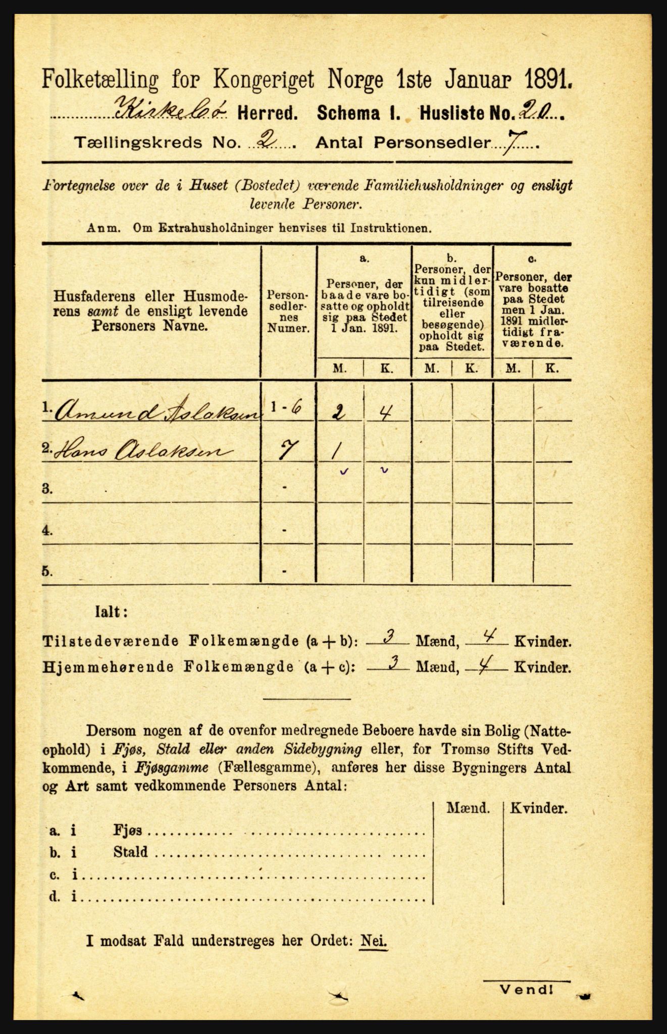 RA, 1891 census for 1416 Kyrkjebø, 1891, p. 301