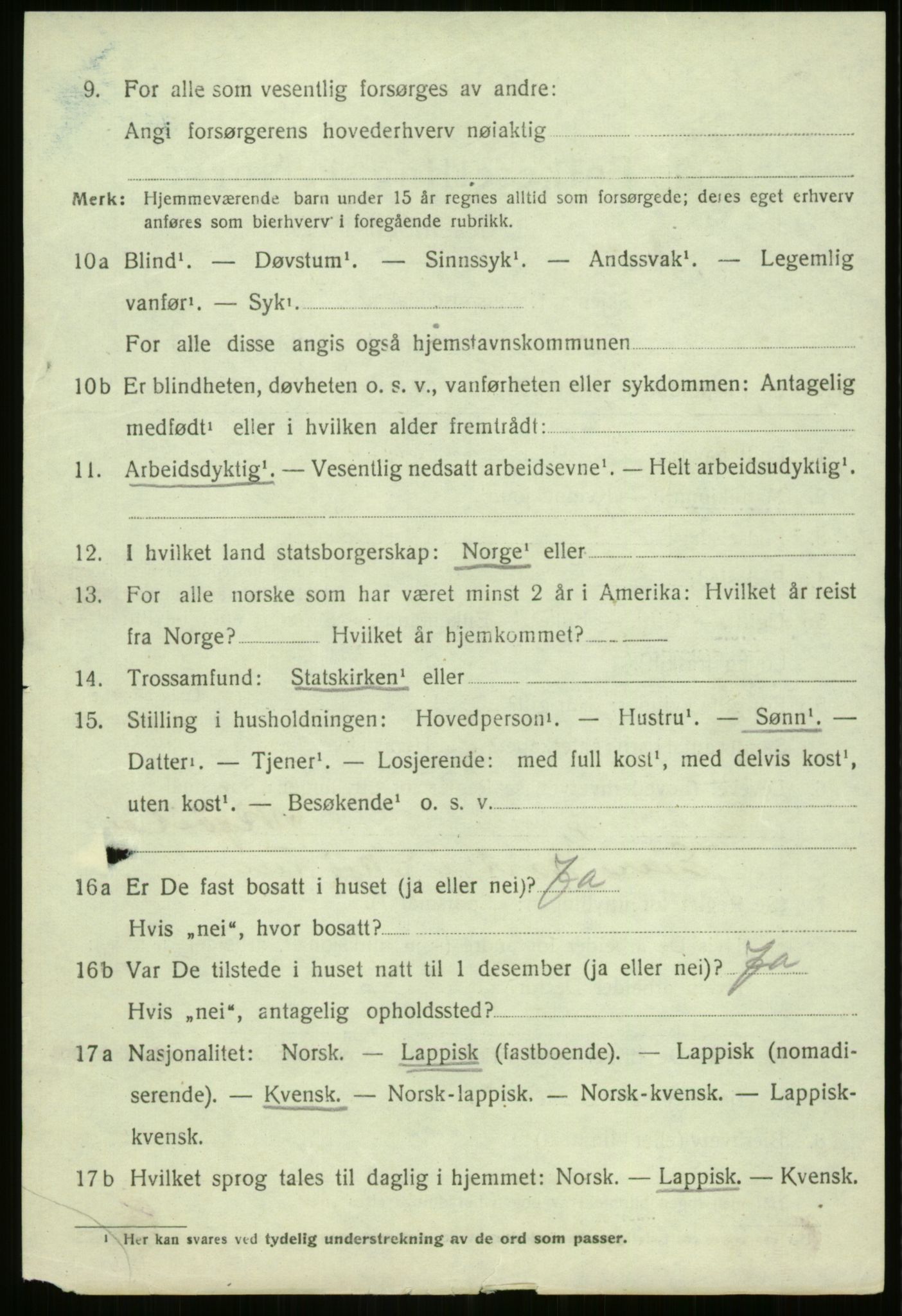 SATØ, 1920 census for Kvænangen, 1920, p. 4171