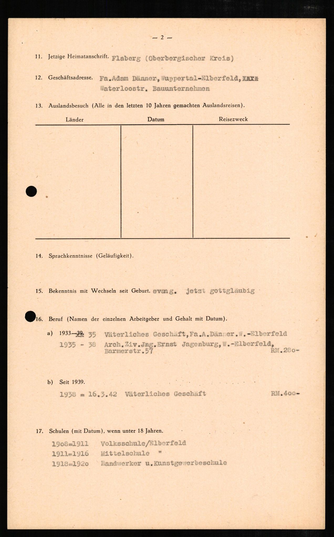 Forsvaret, Forsvarets overkommando II, AV/RA-RAFA-3915/D/Db/L0006: CI Questionaires. Tyske okkupasjonsstyrker i Norge. Tyskere., 1945-1946, p. 371