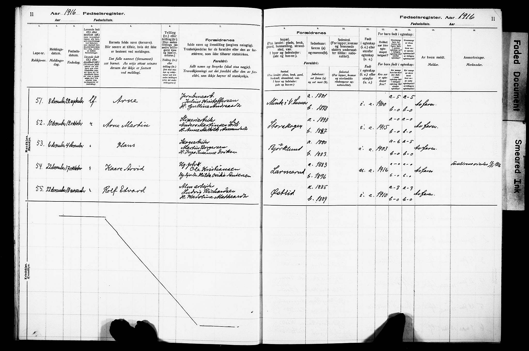 Lunner prestekontor, SAH/PREST-118/I/Id/L0001: Birth register no. 1, 1916-1932, p. 11