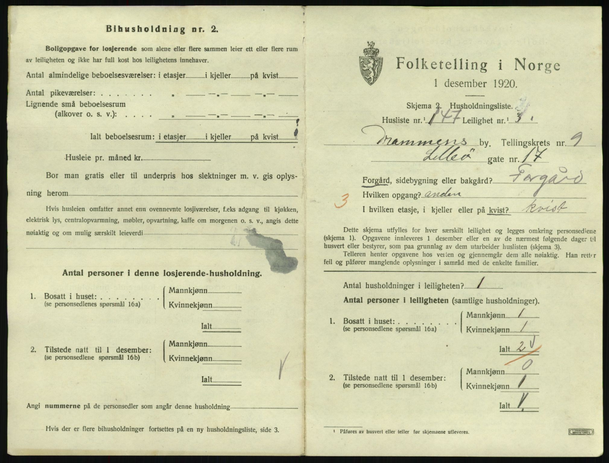 SAKO, 1920 census for Drammen, 1920, p. 16113