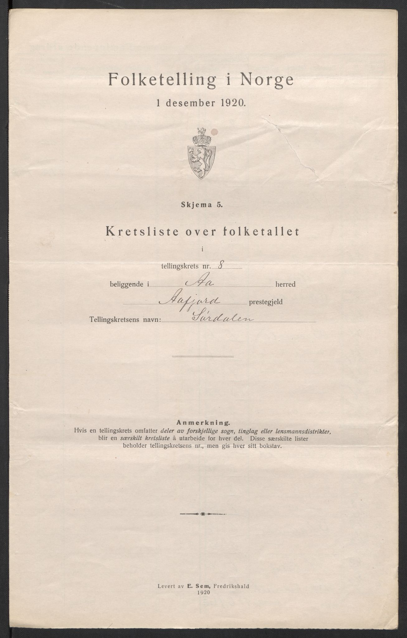 SAT, 1920 census for Å, 1920, p. 29