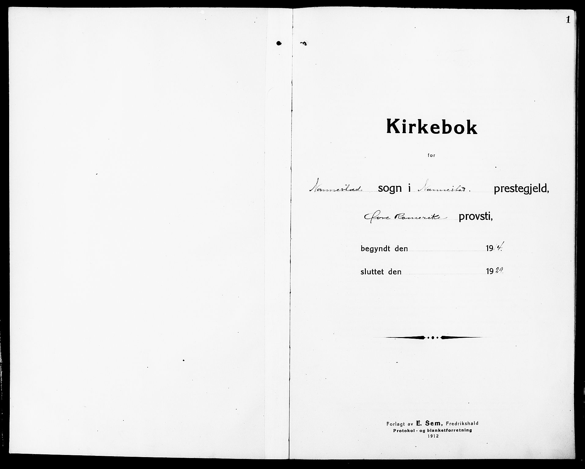 Nannestad prestekontor Kirkebøker, SAO/A-10414a/G/Ga/L0003: Parish register (copy) no. I 3, 1914-1929, p. 1