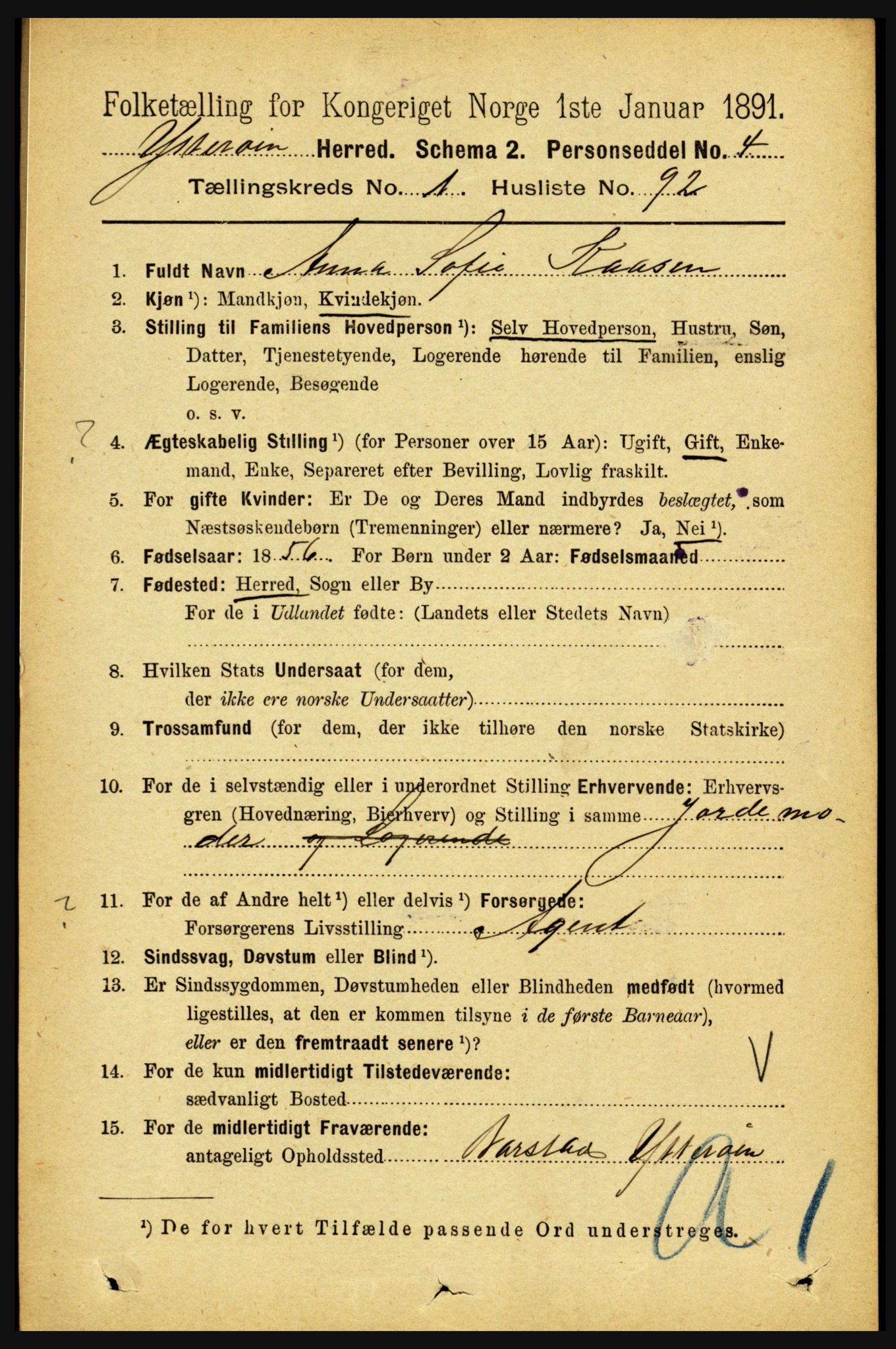 RA, 1891 census for 1722 Ytterøy, 1891, p. 689