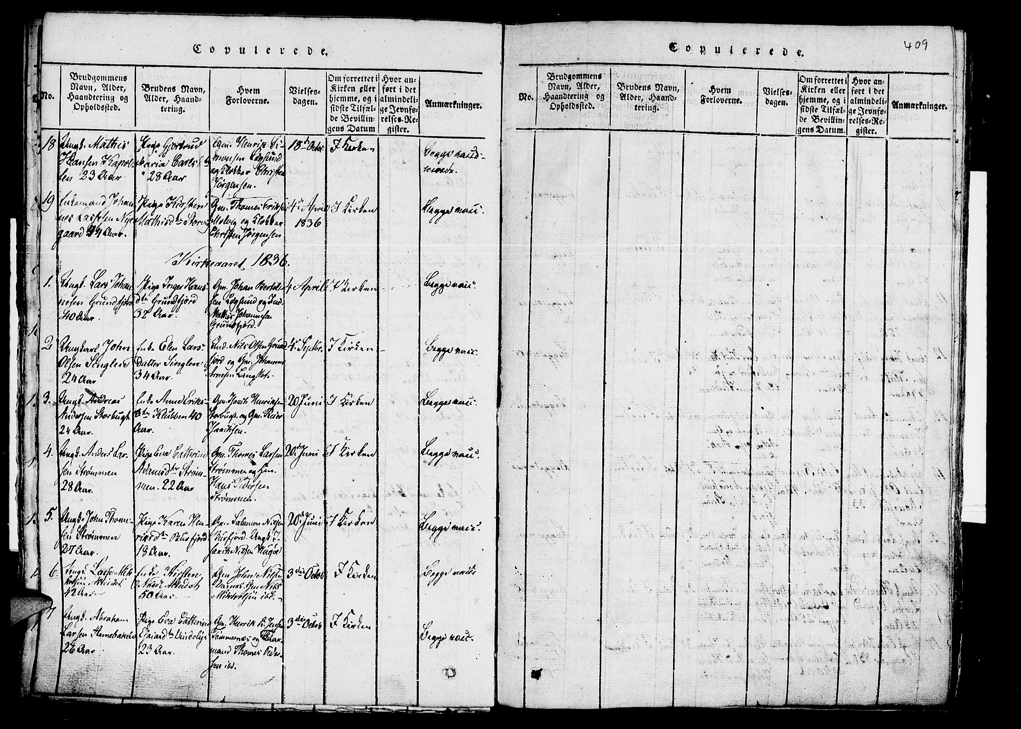 Skjervøy sokneprestkontor, AV/SATØ-S-1300/H/Ha/Haa/L0004kirke: Parish register (official) no. 4, 1820-1838, p. 408-409