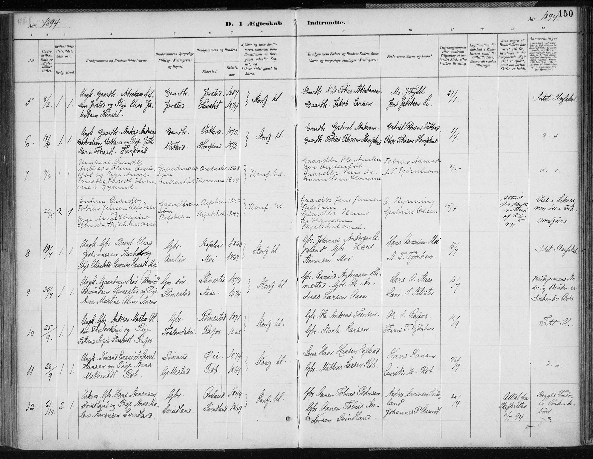 Kvinesdal sokneprestkontor, AV/SAK-1111-0026/F/Fa/Fab/L0008: Parish register (official) no. A 8, 1886-1897, p. 150