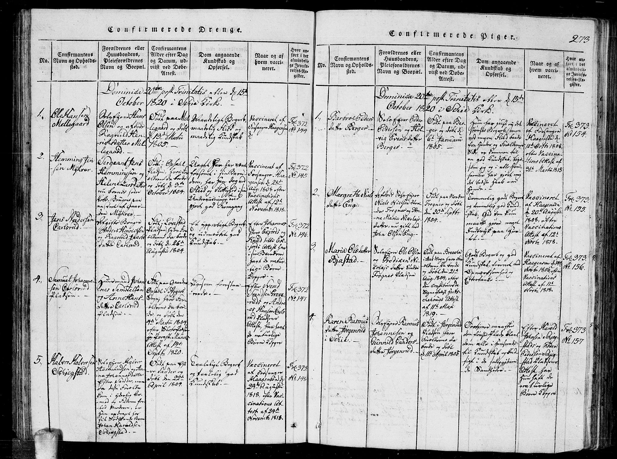 Kråkstad prestekontor Kirkebøker, AV/SAO-A-10125a/G/Ga/L0001: Parish register (copy) no. I 1, 1813-1824, p. 273