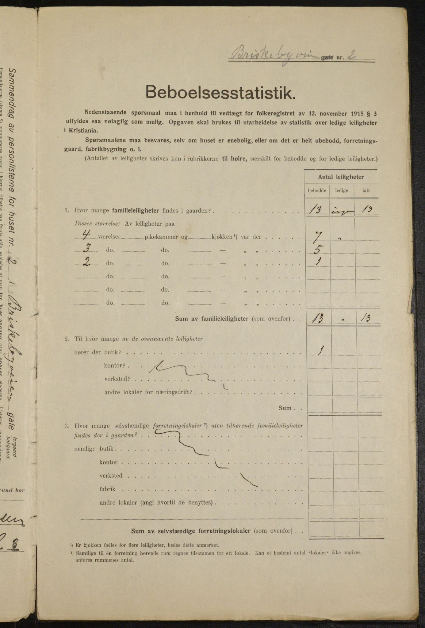 OBA, Municipal Census 1916 for Kristiania, 1916, p. 9288